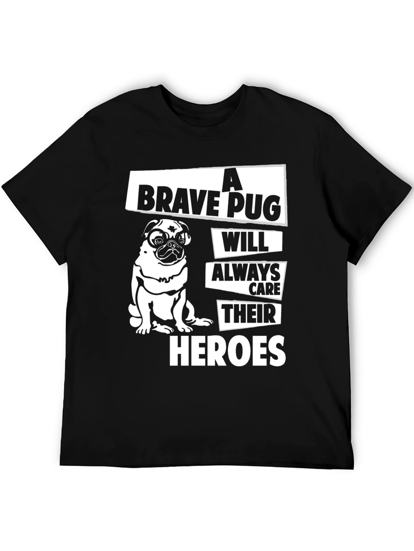 Black Brave Pug Hero Graphic Tee view 5