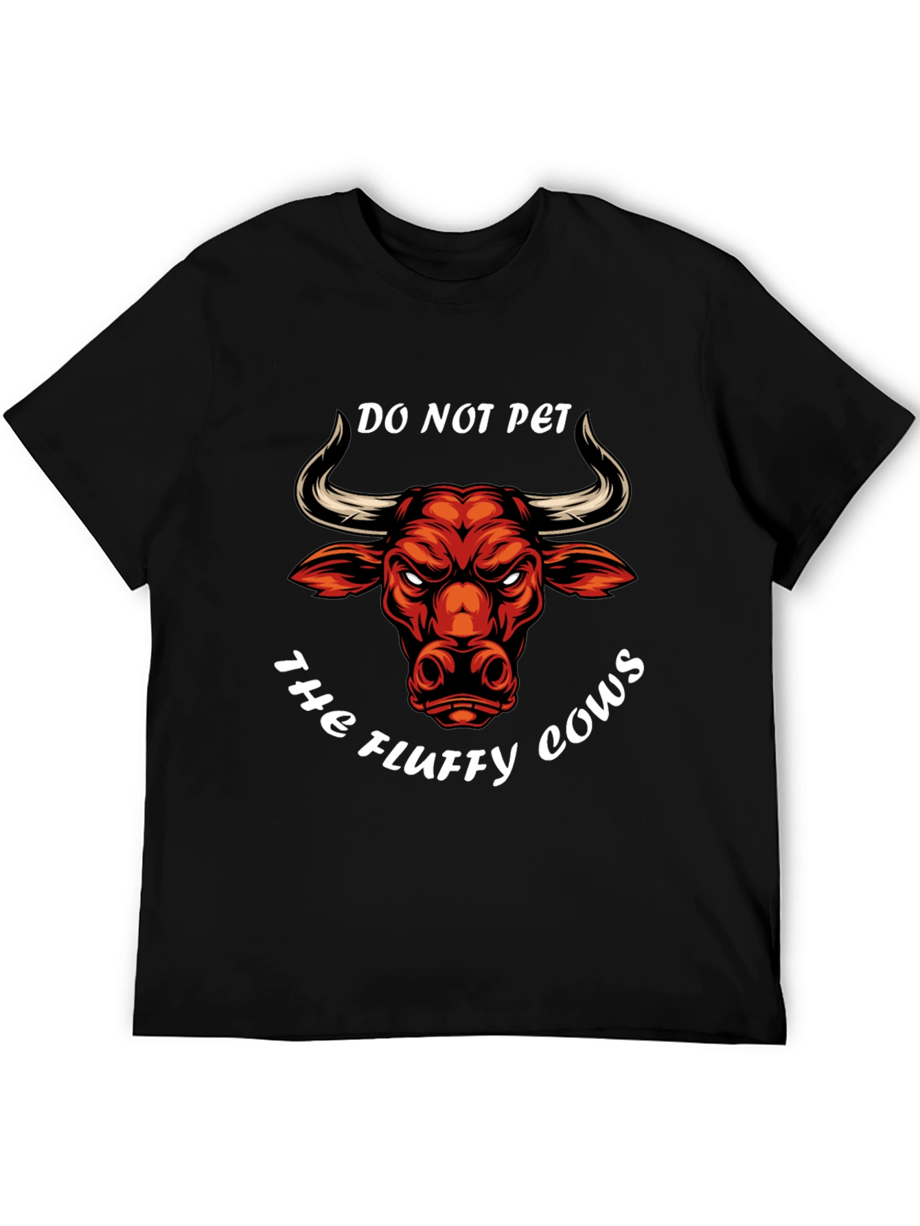 Black Do Not Pet the Fluffy Cows T-Shirt view 5