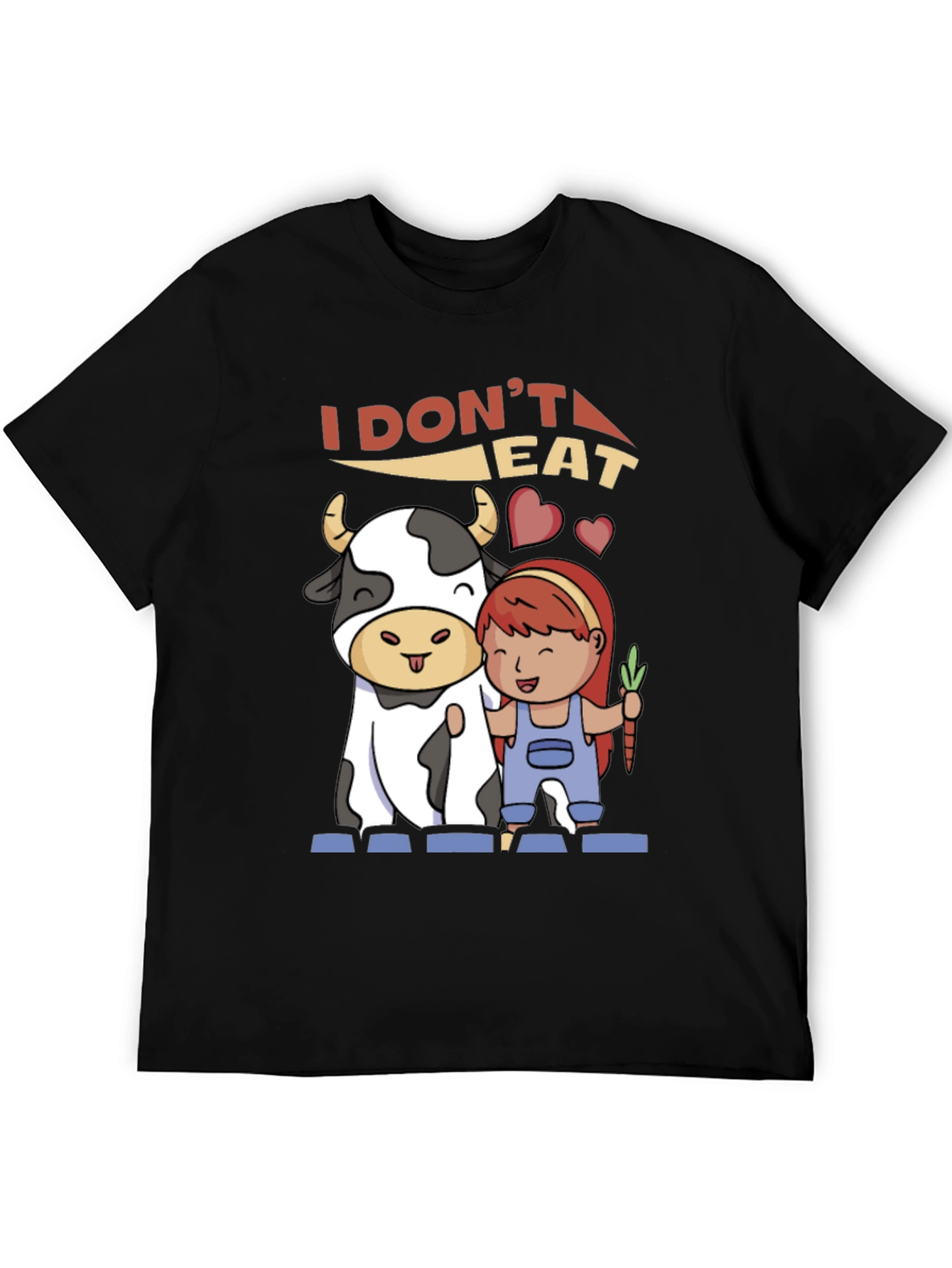 Black Vegan T-Shirt: I Don't Eat Meat Graphic Tee view 5
