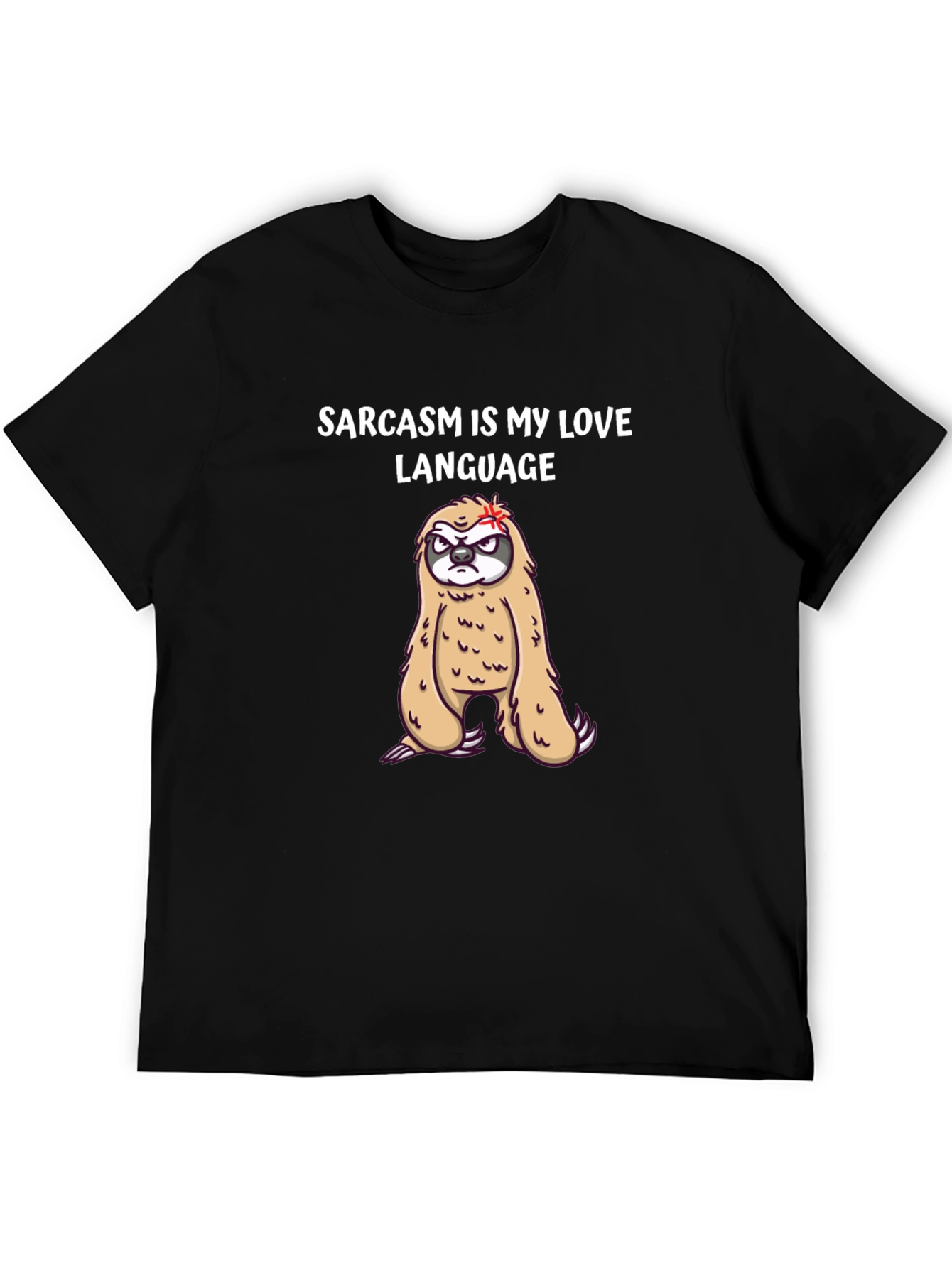 Black Sarcasm Sloth Graphic Tee - Funny Novelty T-Shirt view 5