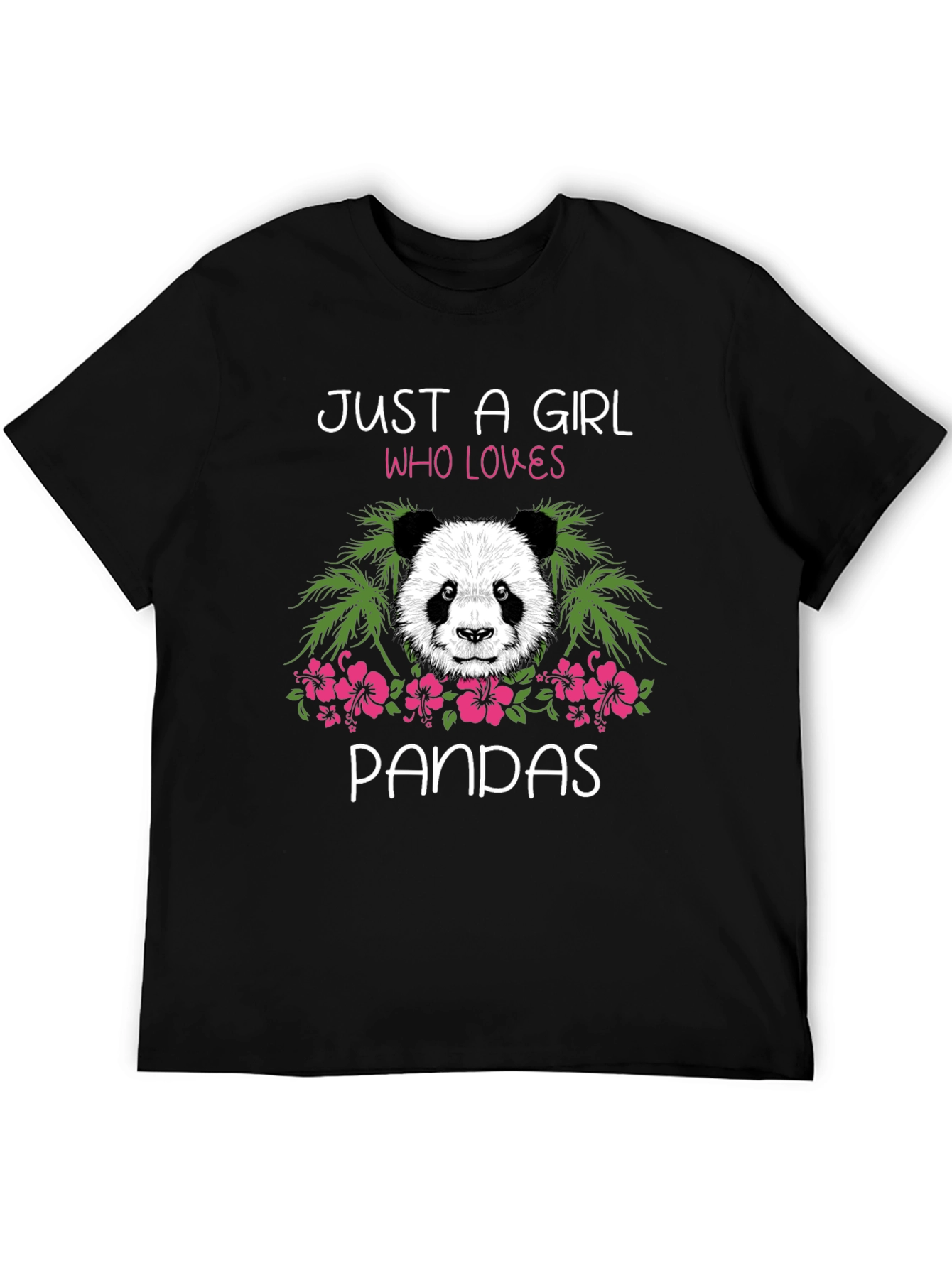 Black Just a Girl Who Loves Pandas Graphic Tee view 5