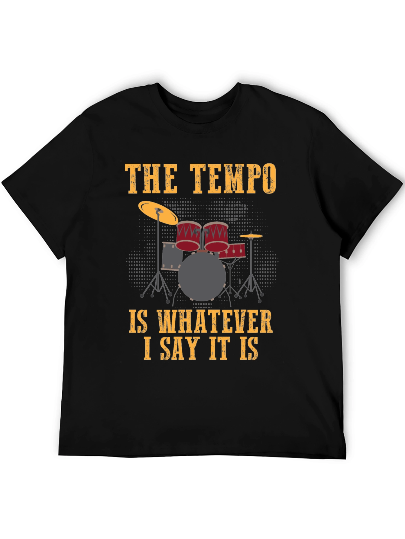 Black Drummer's Tempo T-Shirt - Funny Music Tee view 5