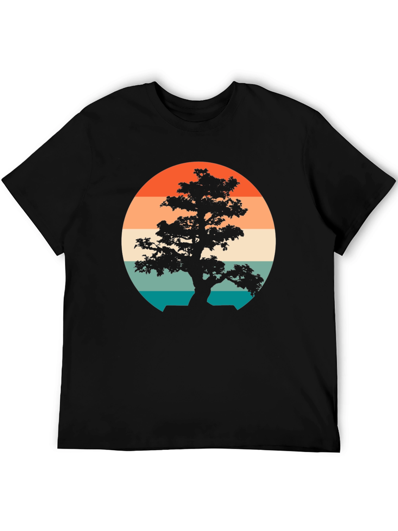 Black Retro Bonsai Tree T-Shirt view 5