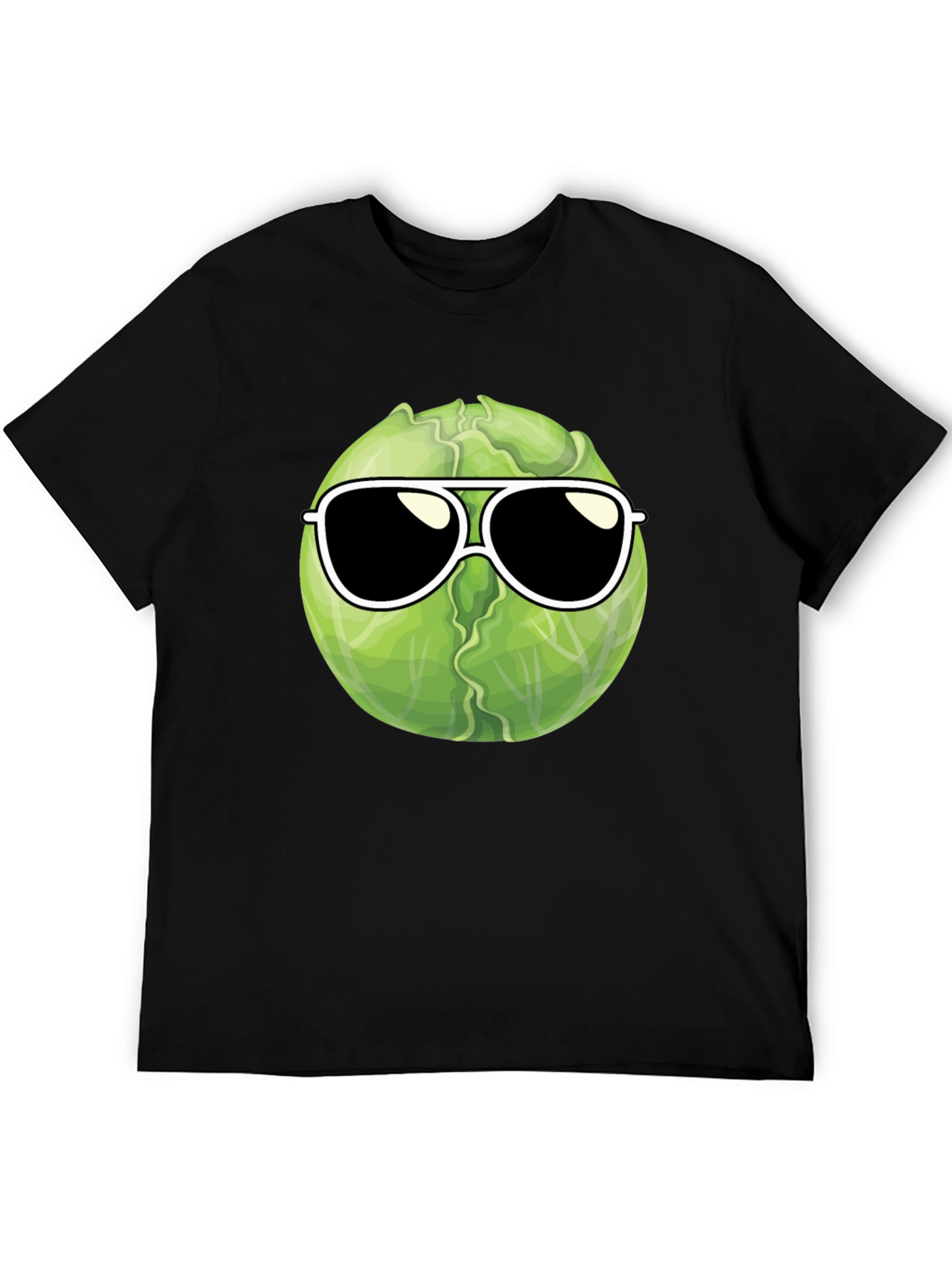 Black Cool Cabbage T-Shirt - Sunglasses Design view 5