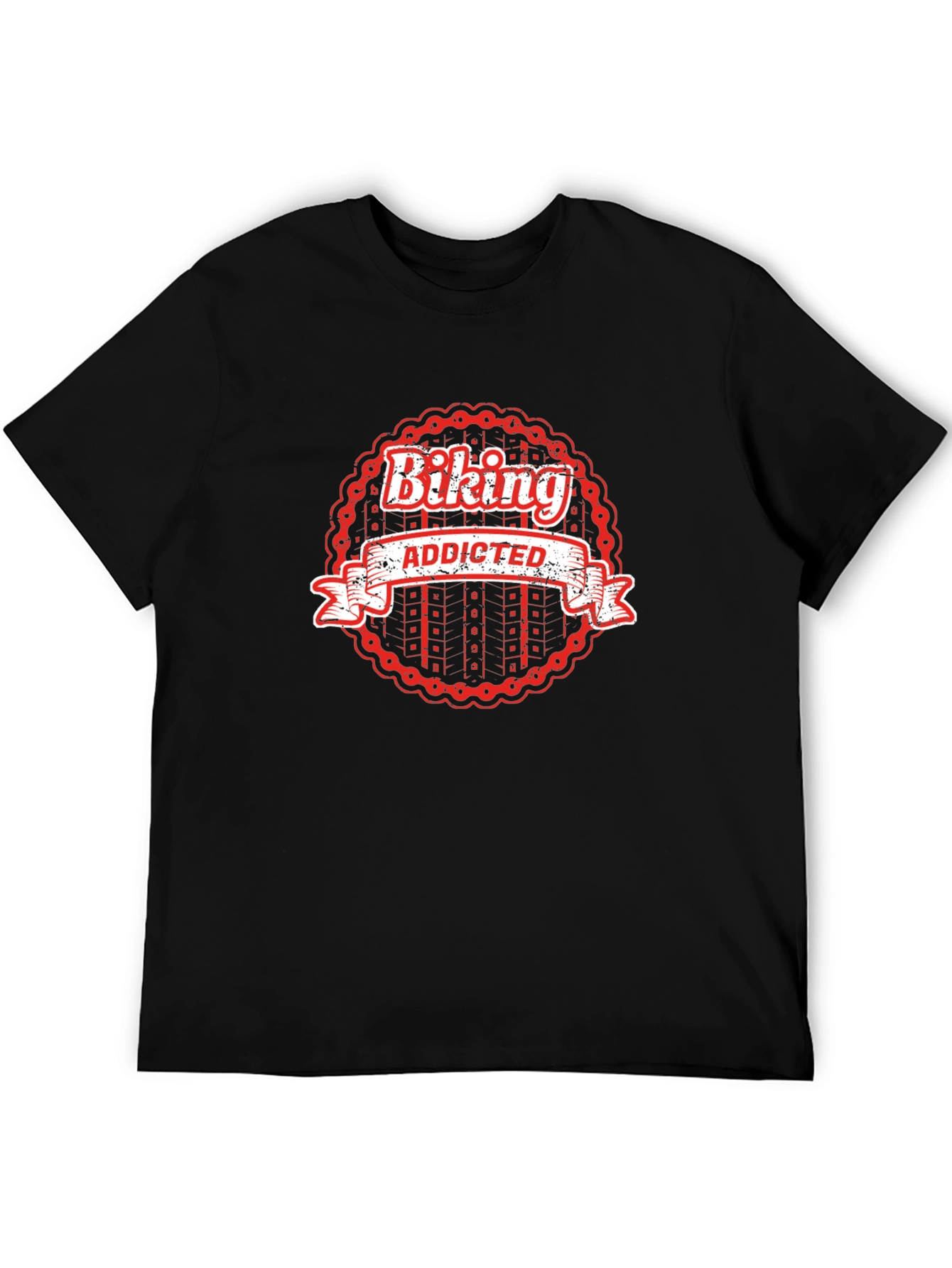 Black Biking Addicted Graphic Tee - Black view 5