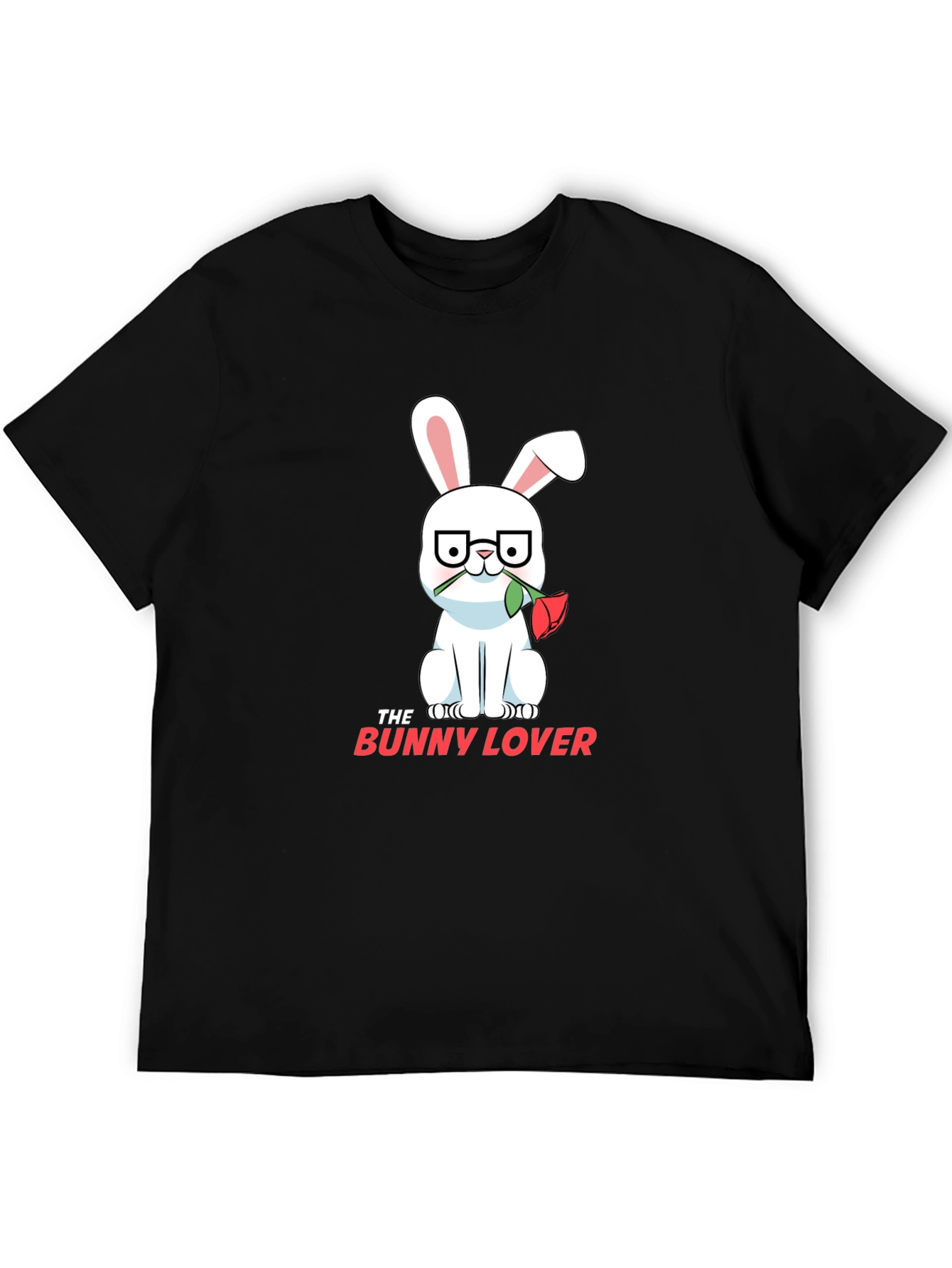Black The Bunny Lover T-Shirt - Cute Rabbit Design view 5