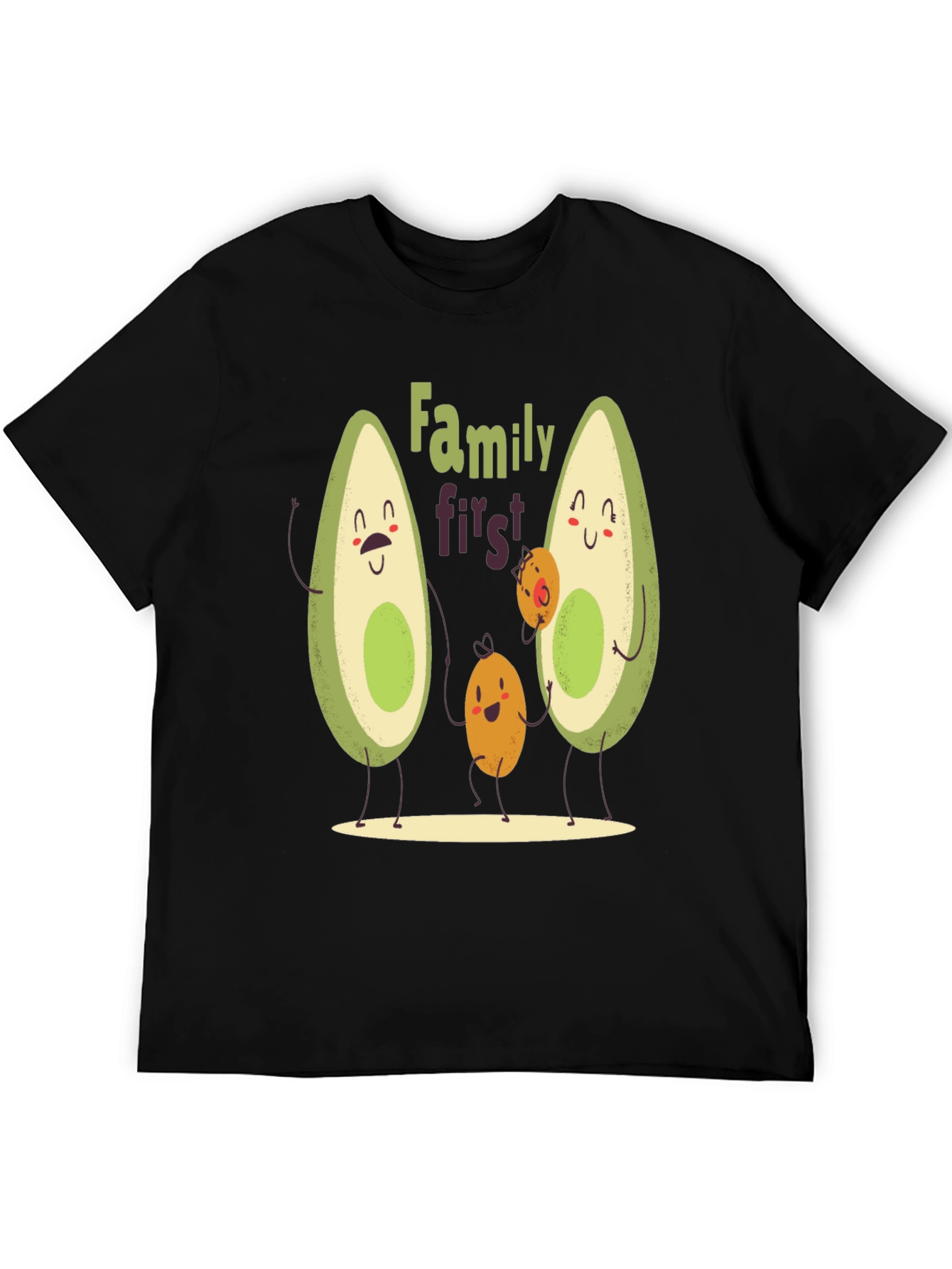Black Avocado Family First T-Shirt - Cute Graphic Tee view 5