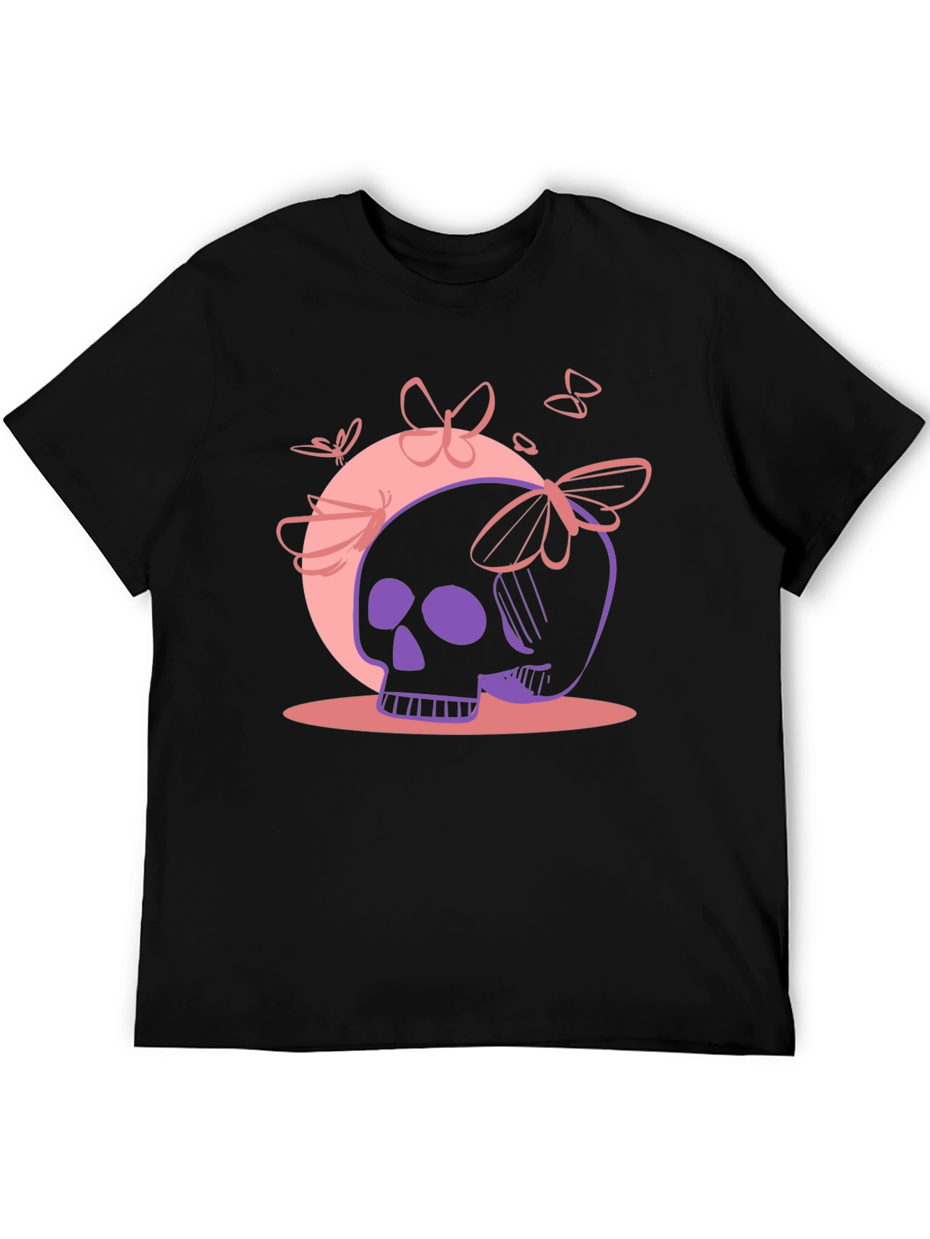 Black Skull & Butterfly Graphic Tee - Black view 5