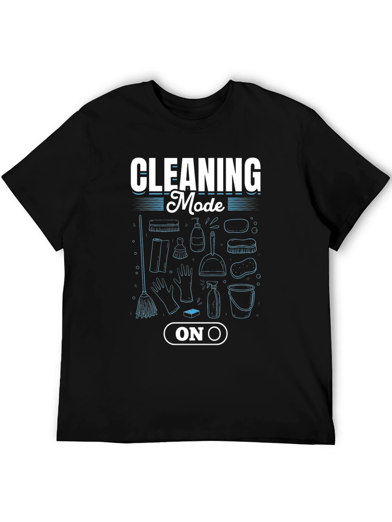 Black Cleaning Mode On Black Graphic T-Shirt view 5