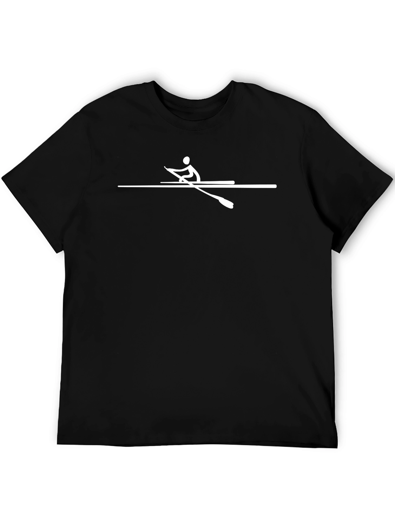 Black Rowing Graphic Tee - Black Crew Neck T-Shirt view 5