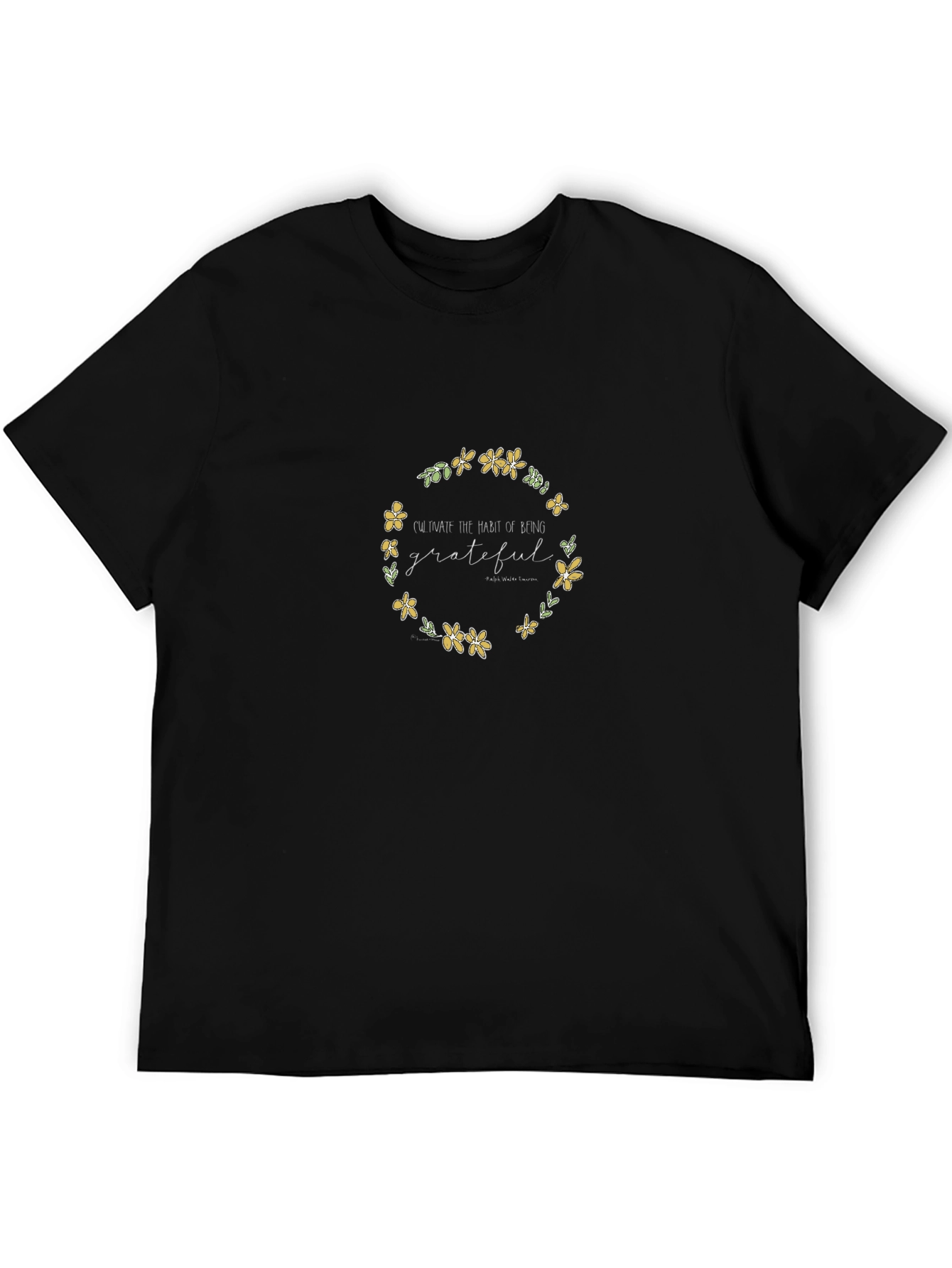 Black Grateful Floral Wreath Graphic Tee view 5