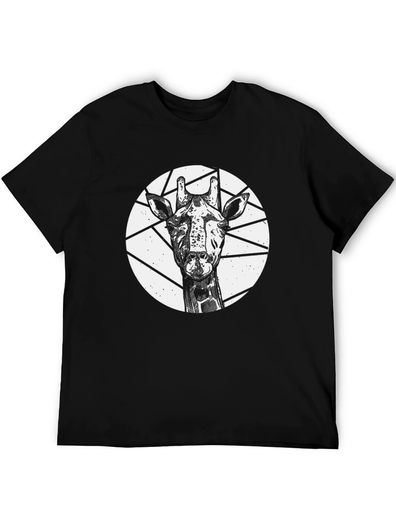 Black Giraffe Graphic Tee - Black Crew Neck Short Sleeve view 5
