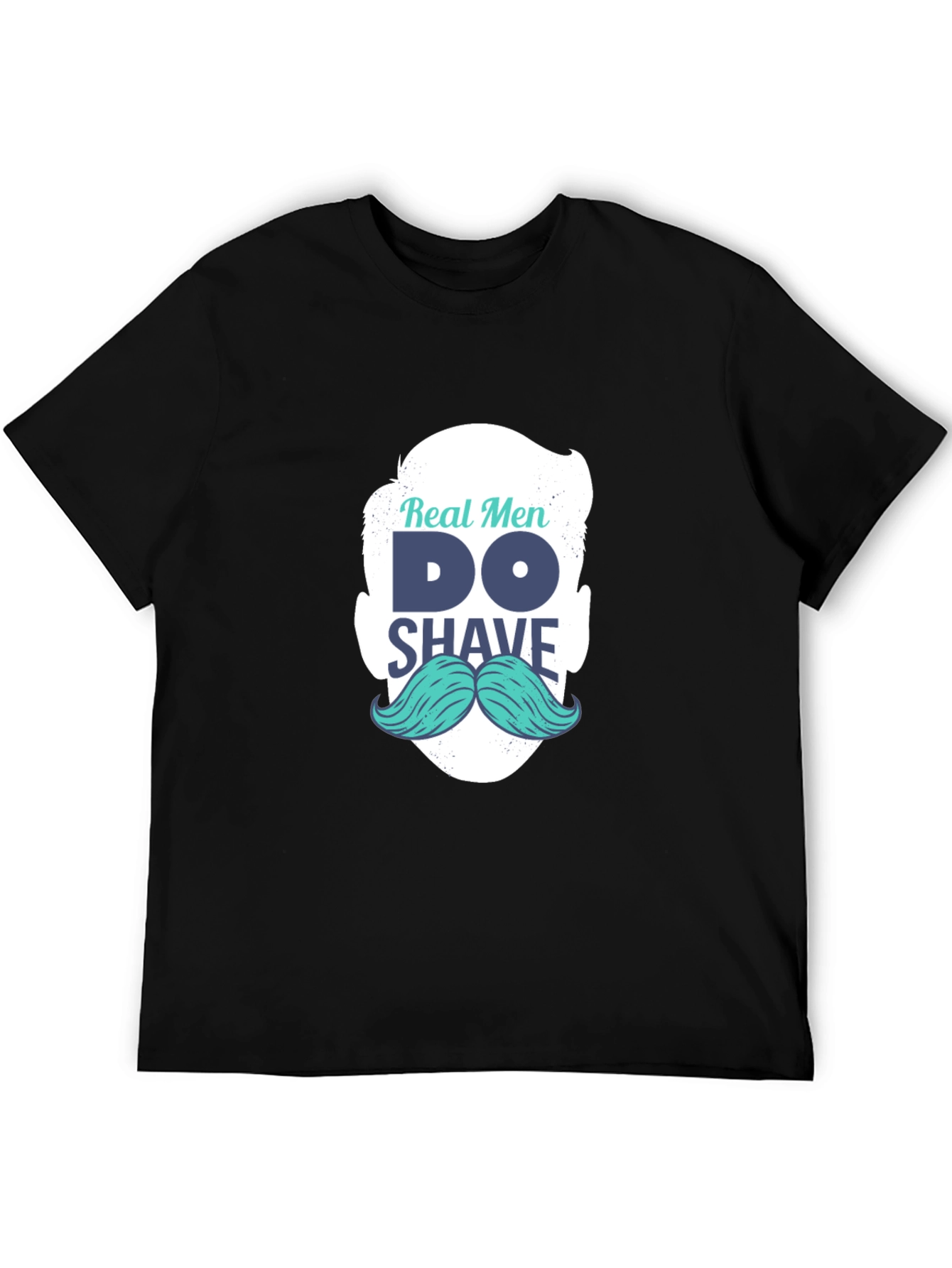 Black Real Men Shave T-Shirt: Cool Mustache Graphic Tee view 5
