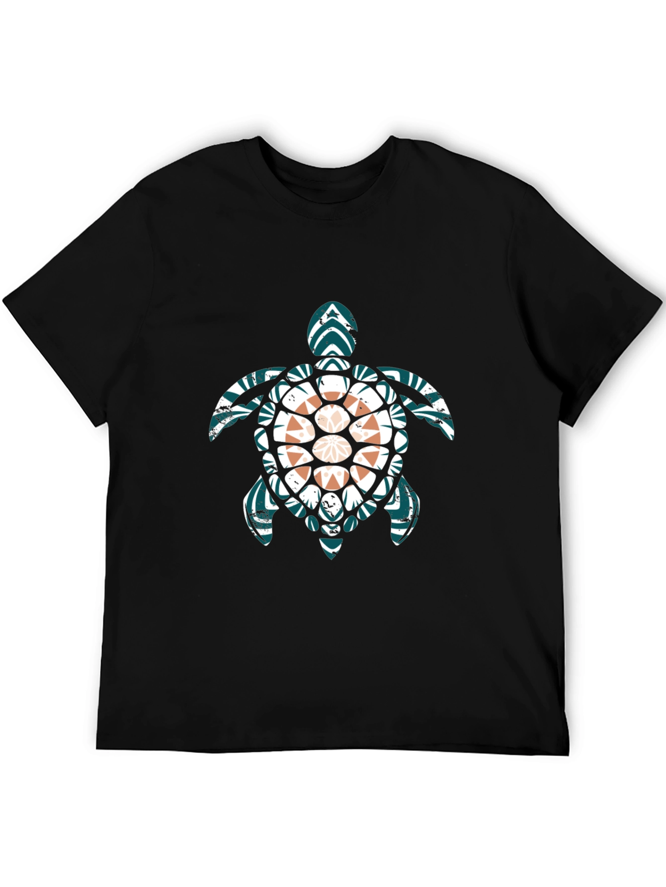Black Turtle Graphic Tee - Black Cotton Blend Casual T-Shirt view 5