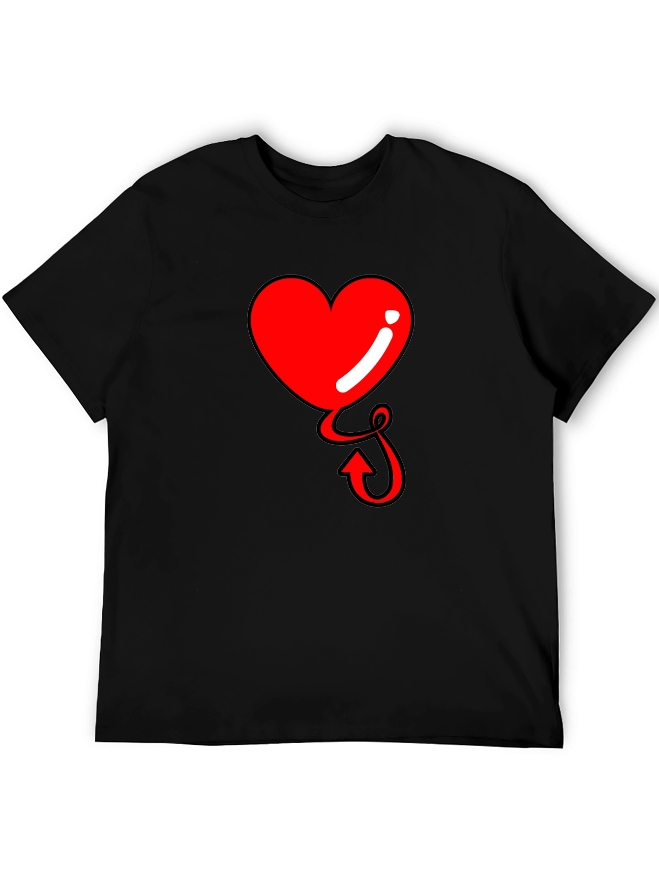 Black Heart Devil Tail Tee - Men's Black T-Shirt view 5