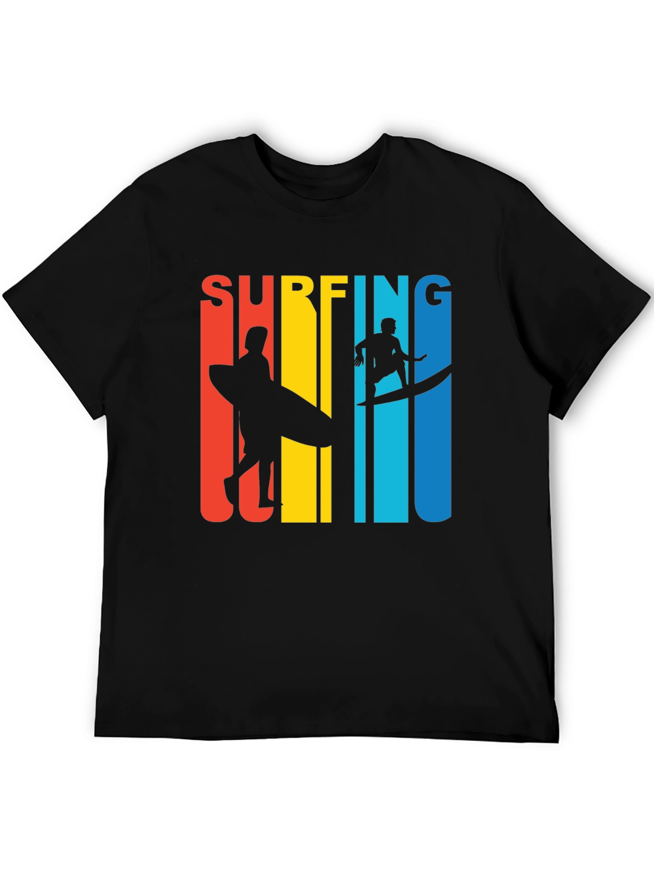 Black Surfing Graphic Tee | Retro Surfer Design view 5
