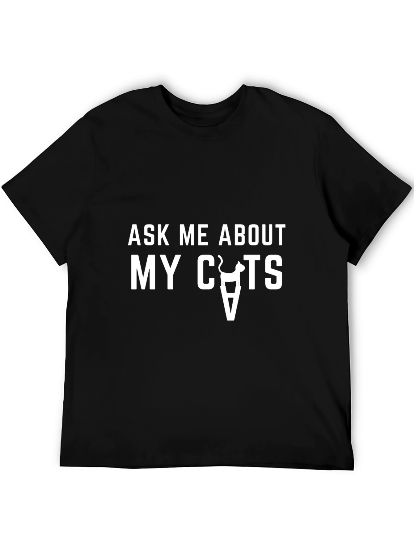 Black Ask Me About My Cats T-Shirt - Novelty Graphic Tee view 5
