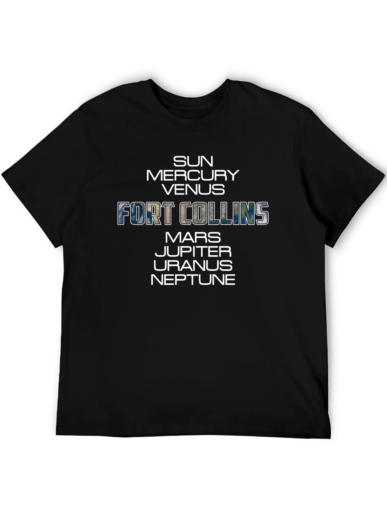 Black Fort Collins Planets Graphic Tee - Black Cotton T-Shirt view 5