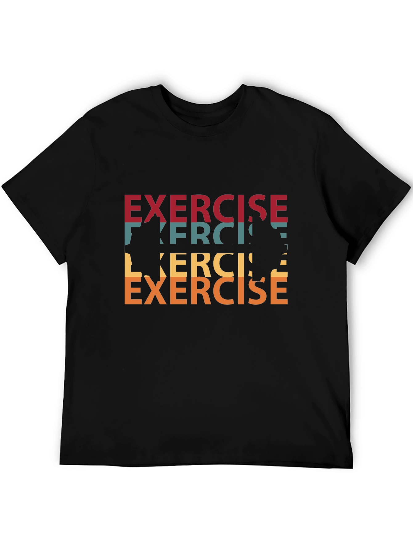 Black Retro Exercise Graphic Tee - Black Cotton T-Shirt view 5