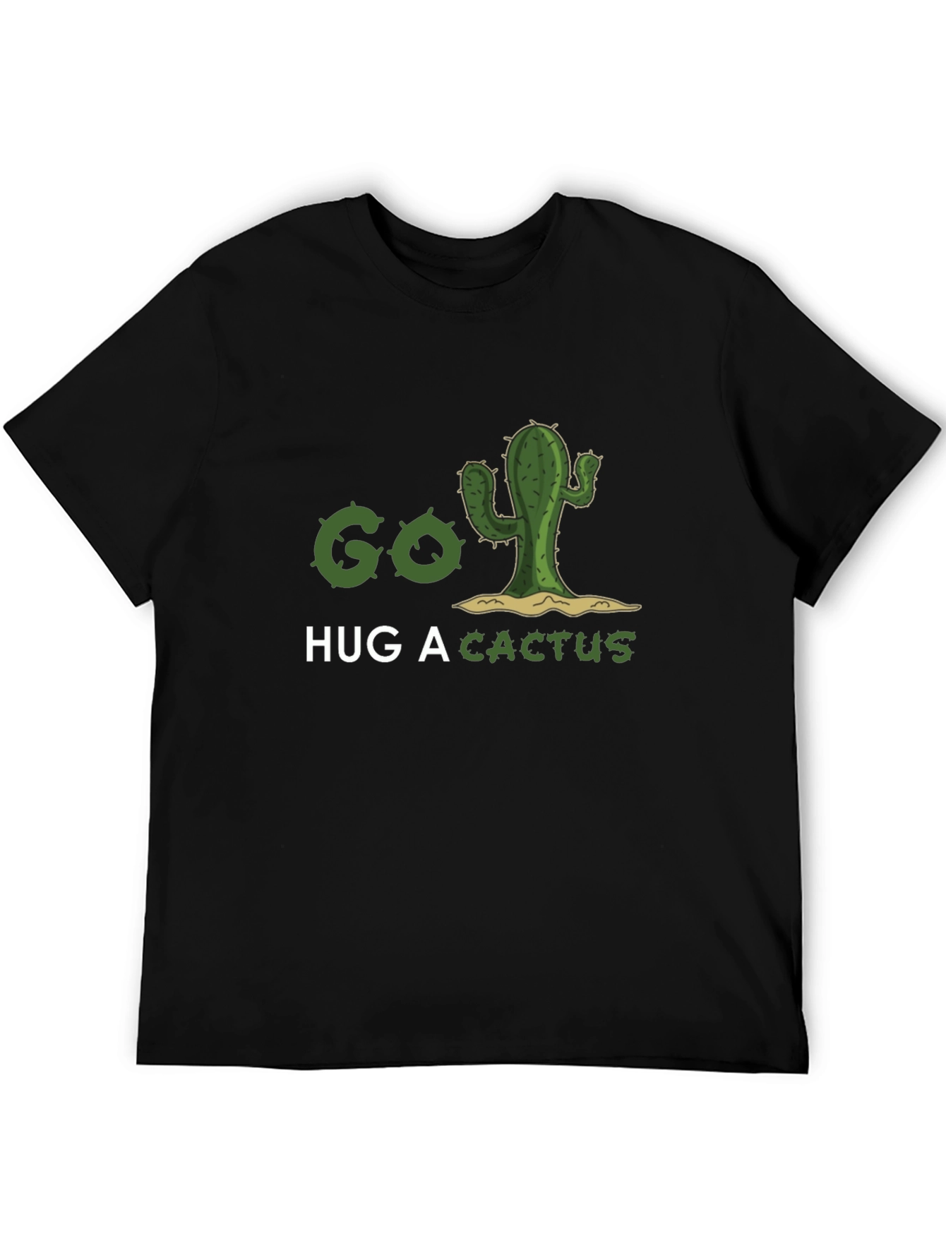 Black Go Hug A Cactus T-Shirt - Funny Graphic Tee view 5