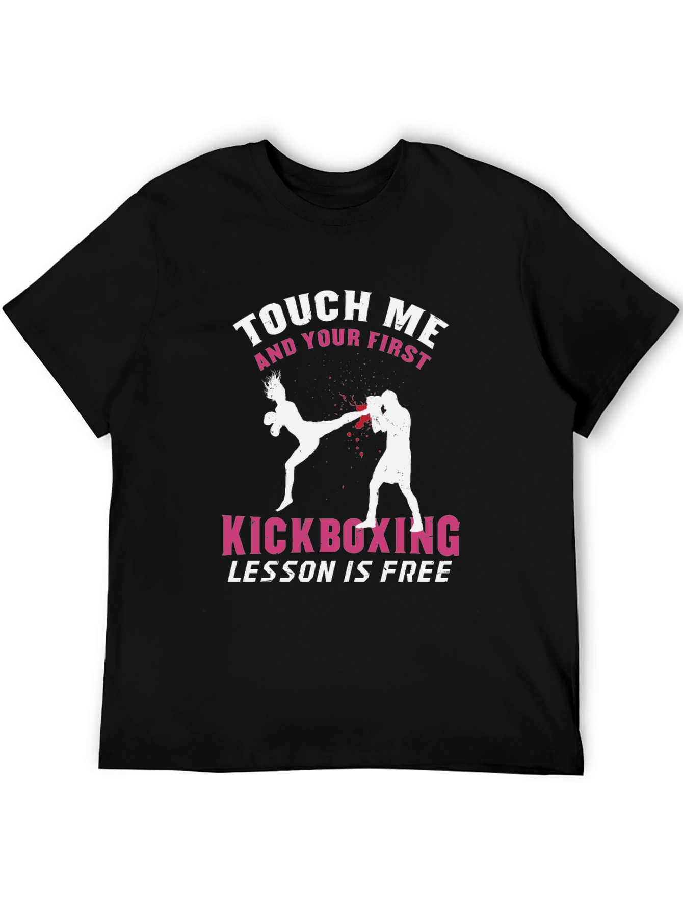 Black Touch Me Kickboxing T-Shirt - Free Lesson Graphic Tee view 5