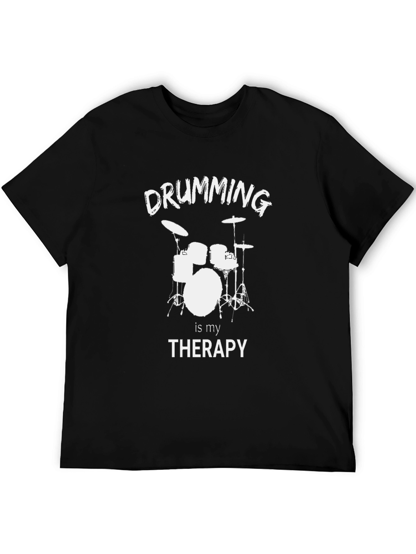 Black Drumming is My Therapy T-Shirt - Black view 5