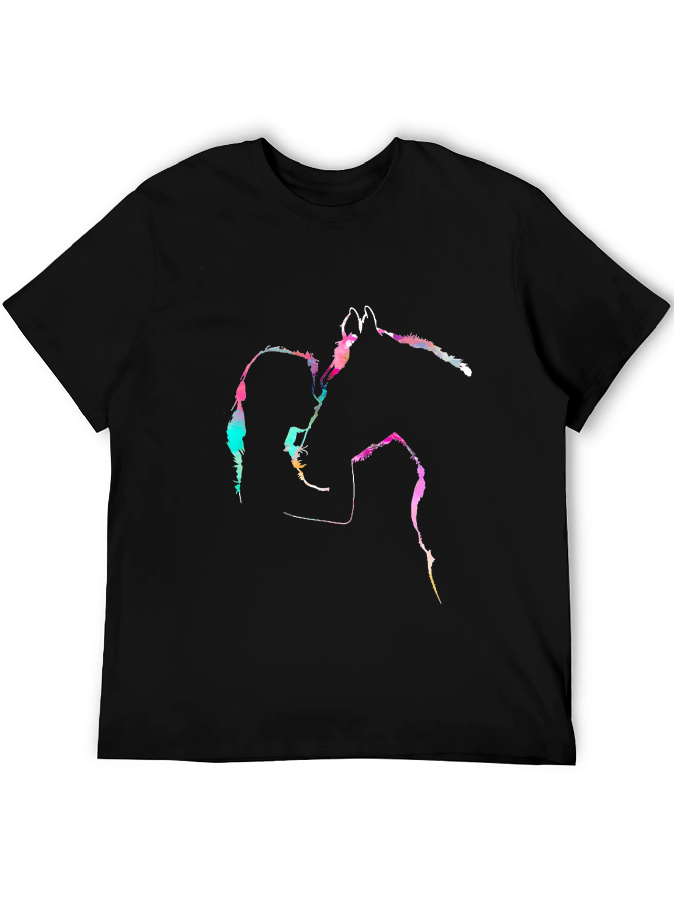 Black Horse and Girl Graphic Tee - Unisex Soft Cotton Blend view 5