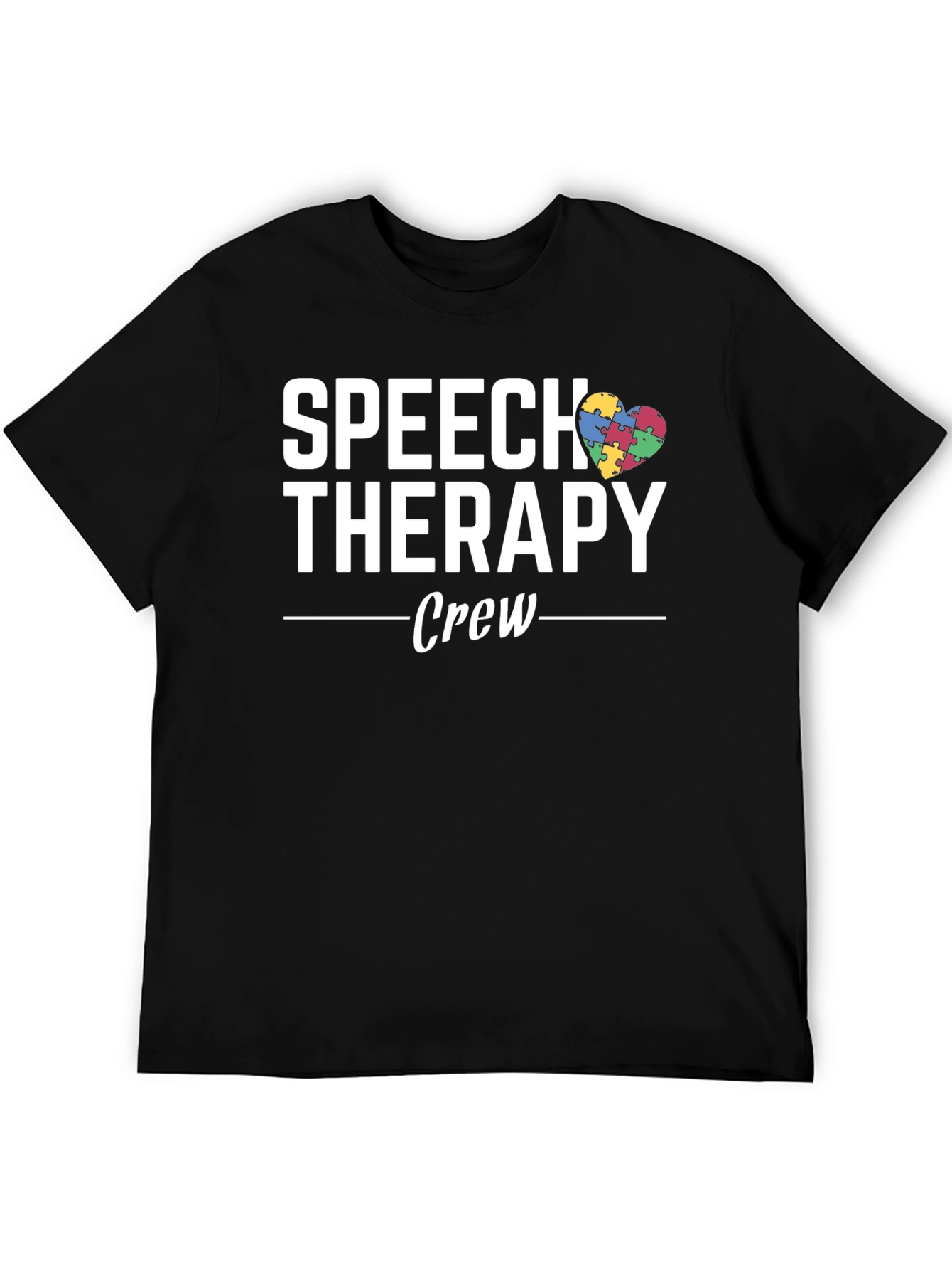 Black Speech Therapy Crew Autism Awareness T-Shirt view 5