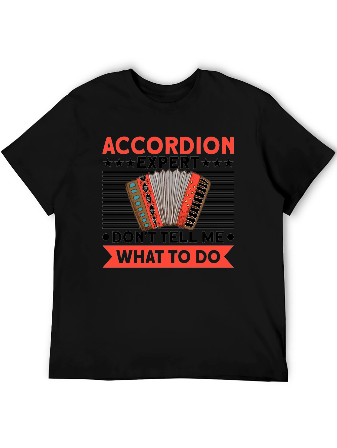 Black Accordion Expert Funny T-Shirt view 5