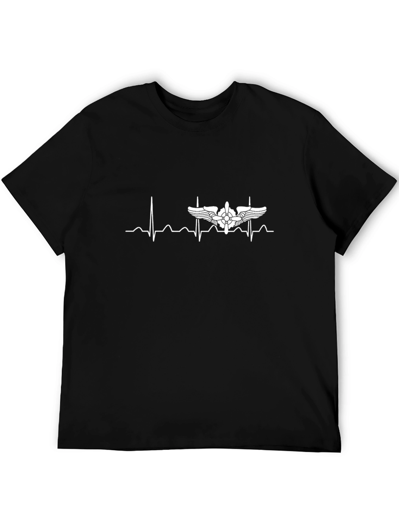 Black Aviator Heartbeat T-Shirt - Black view 5