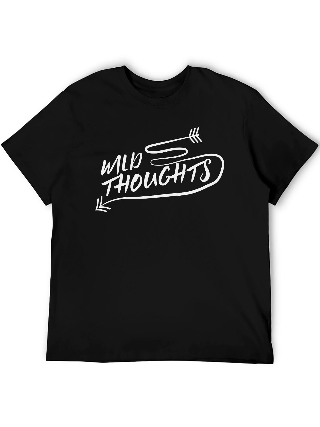 Black Wild Thoughts Graphic Tee - Black Cotton T-Shirt view 5