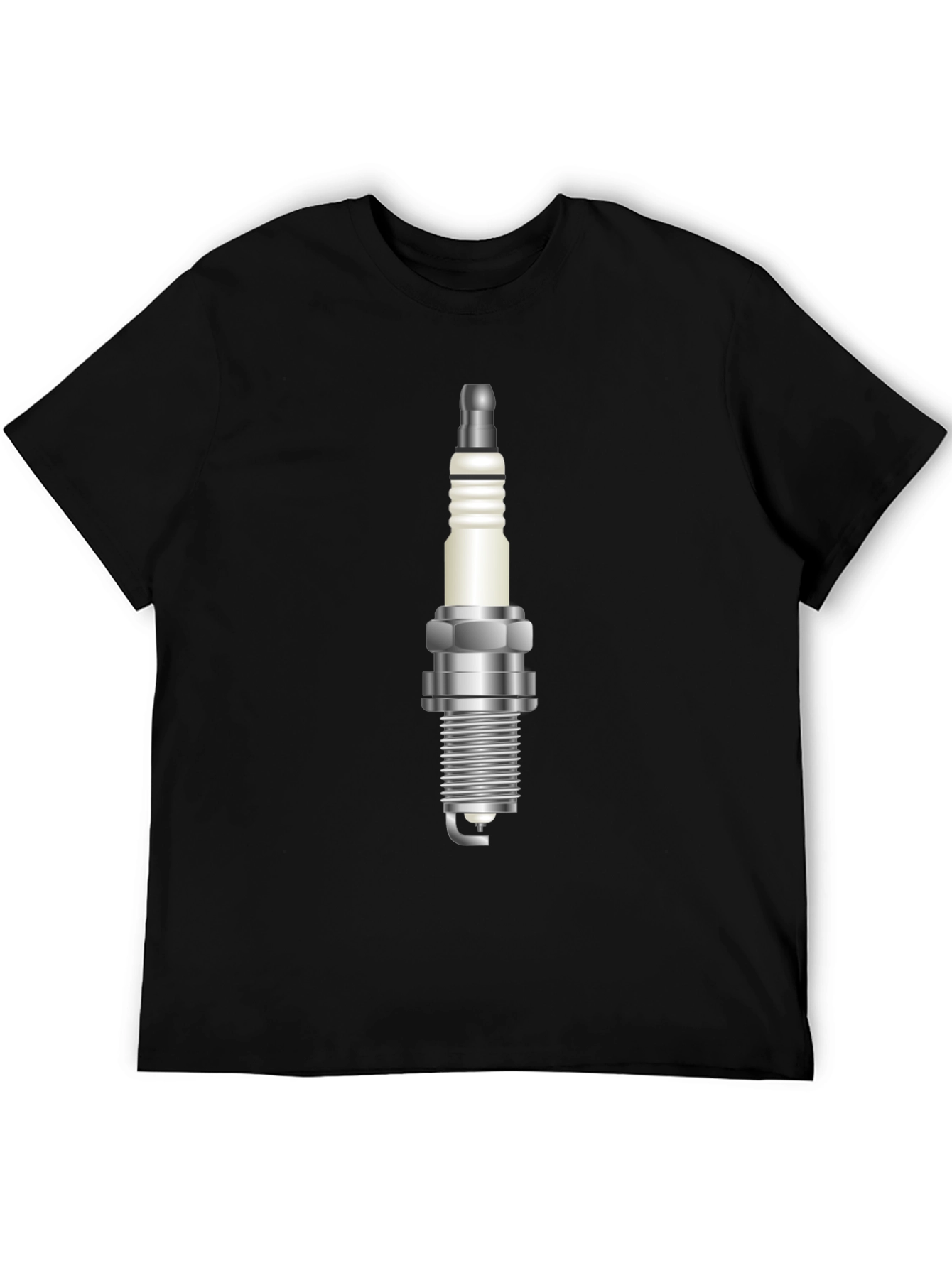 Black Spark Plug Graphic Tee - Black Cotton Blend view 5