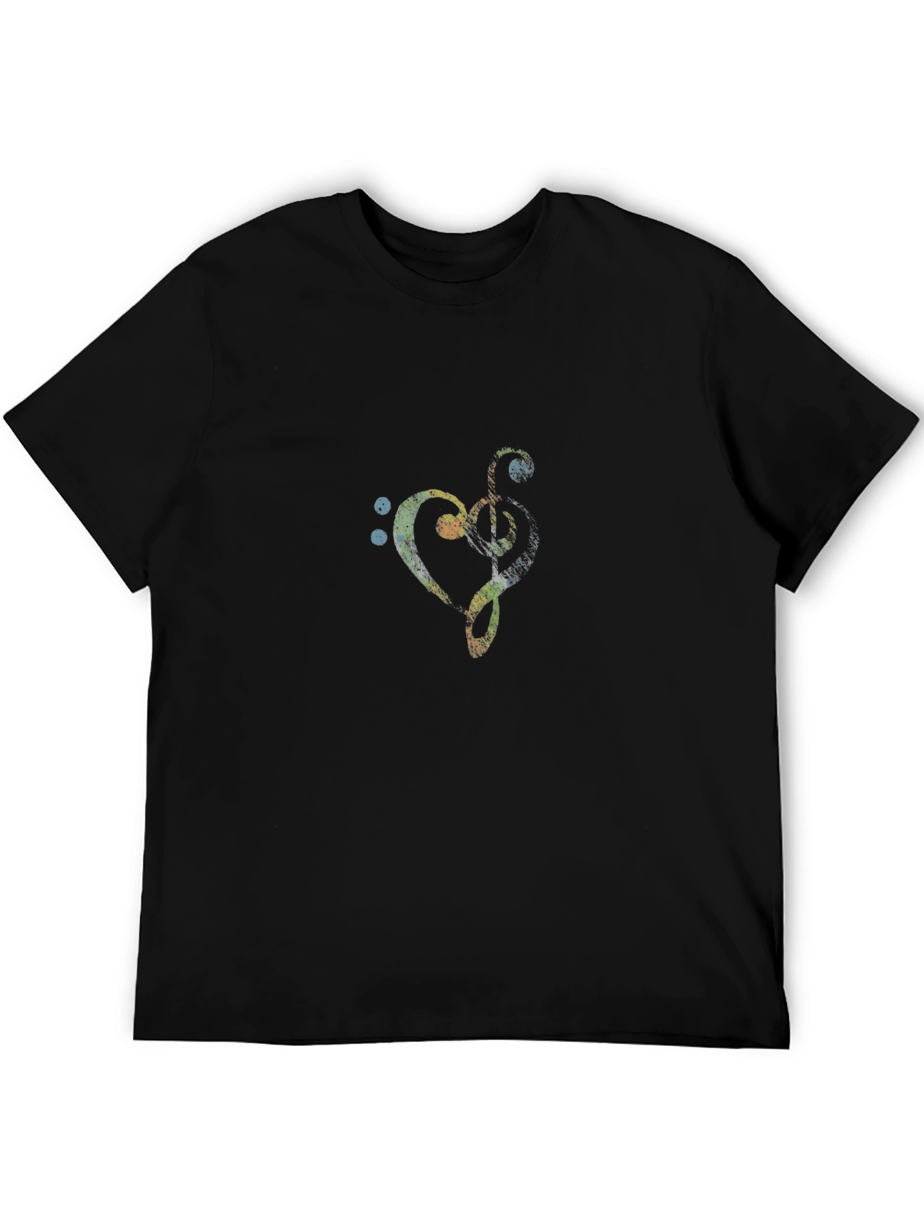 Black Musical Heart Clef Black T-Shirt view 5