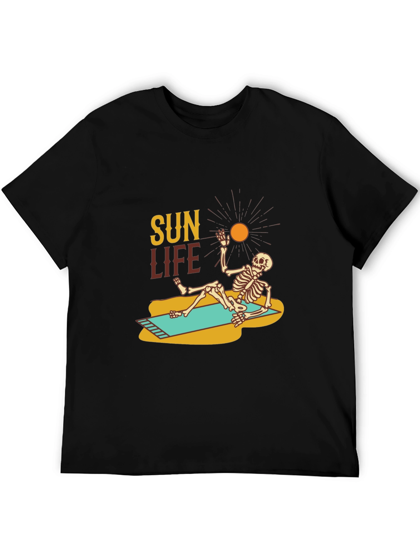 Black Sun Life Skeleton T-Shirt - Relaxed Beach Vibes view 5
