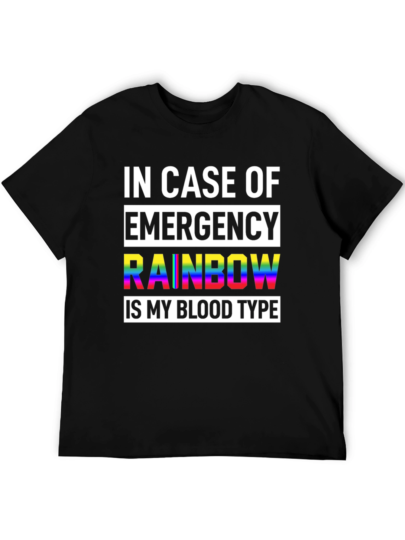Black Rainbow Blood Type Graphic Tee - Unisex Black T-Shirt view 5