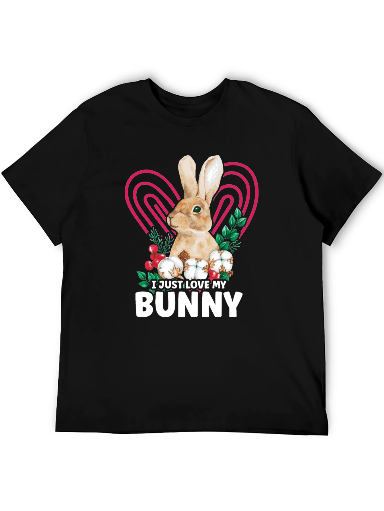 Black I Love My Bunny T-Shirt - Cute Rabbit Tee view 5