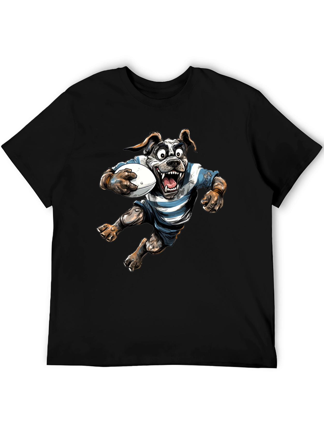 Black Rugby Dog Graphic T-Shirt - Black Cotton Tee view 5