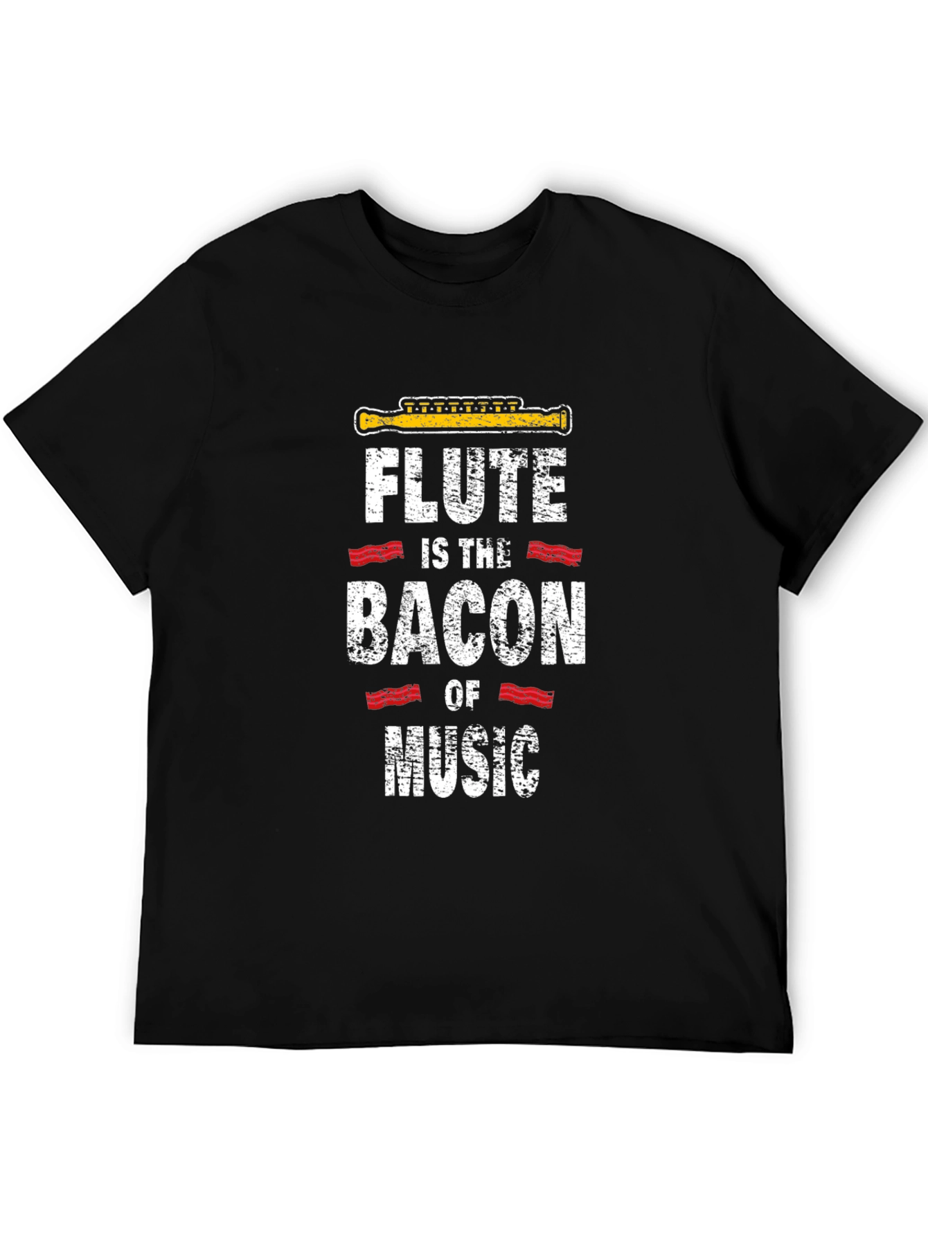 Black Flute is the Bacon of Music Black Graphic Tee view 5