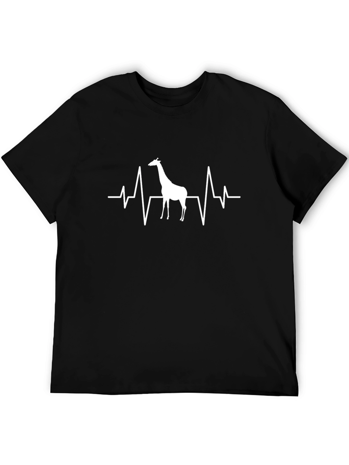 Black Giraffe Heartbeat Graphic T-Shirt - Black view 5