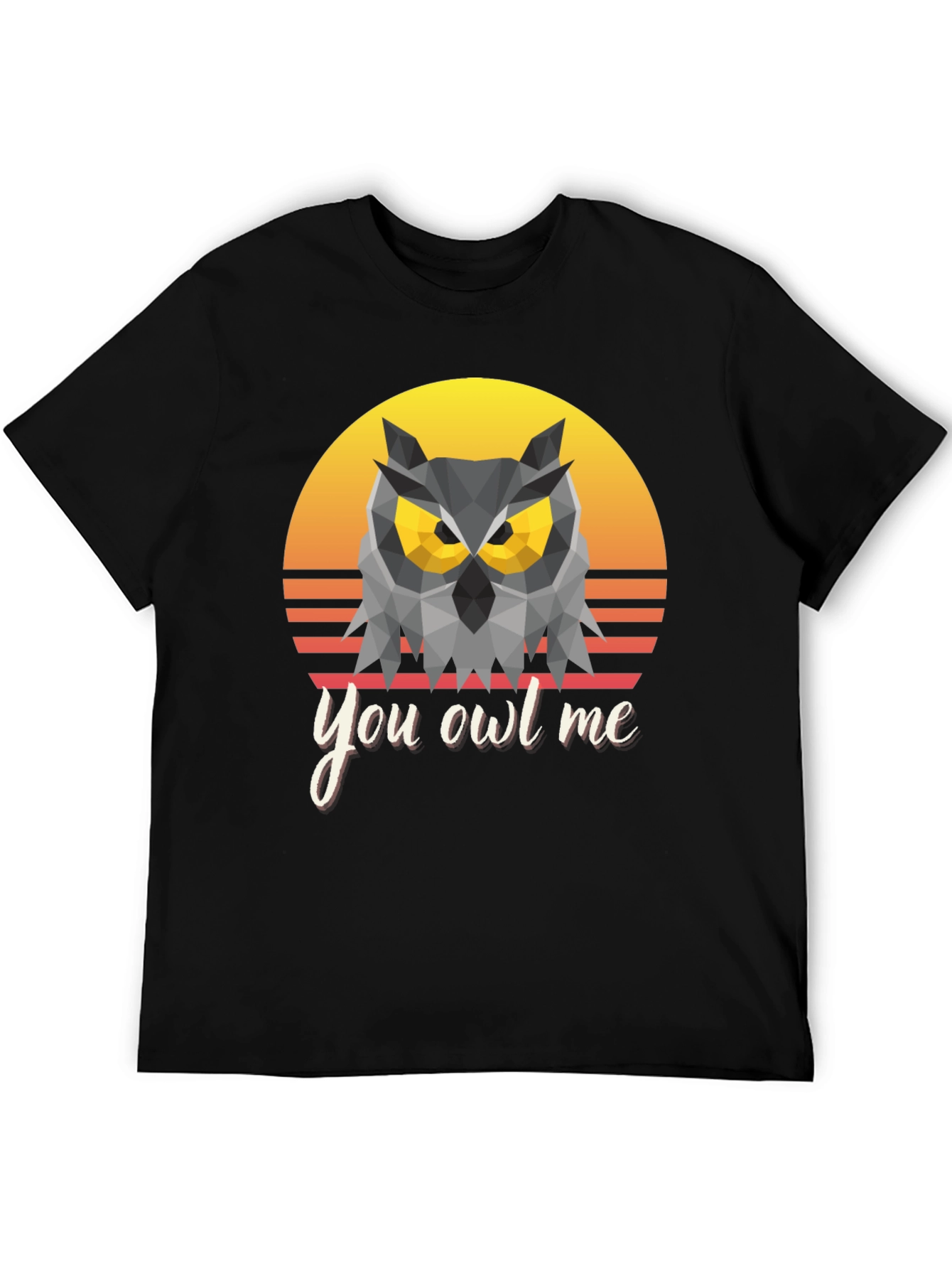 Black You Owl Me Geometric Owl T-Shirt view 5
