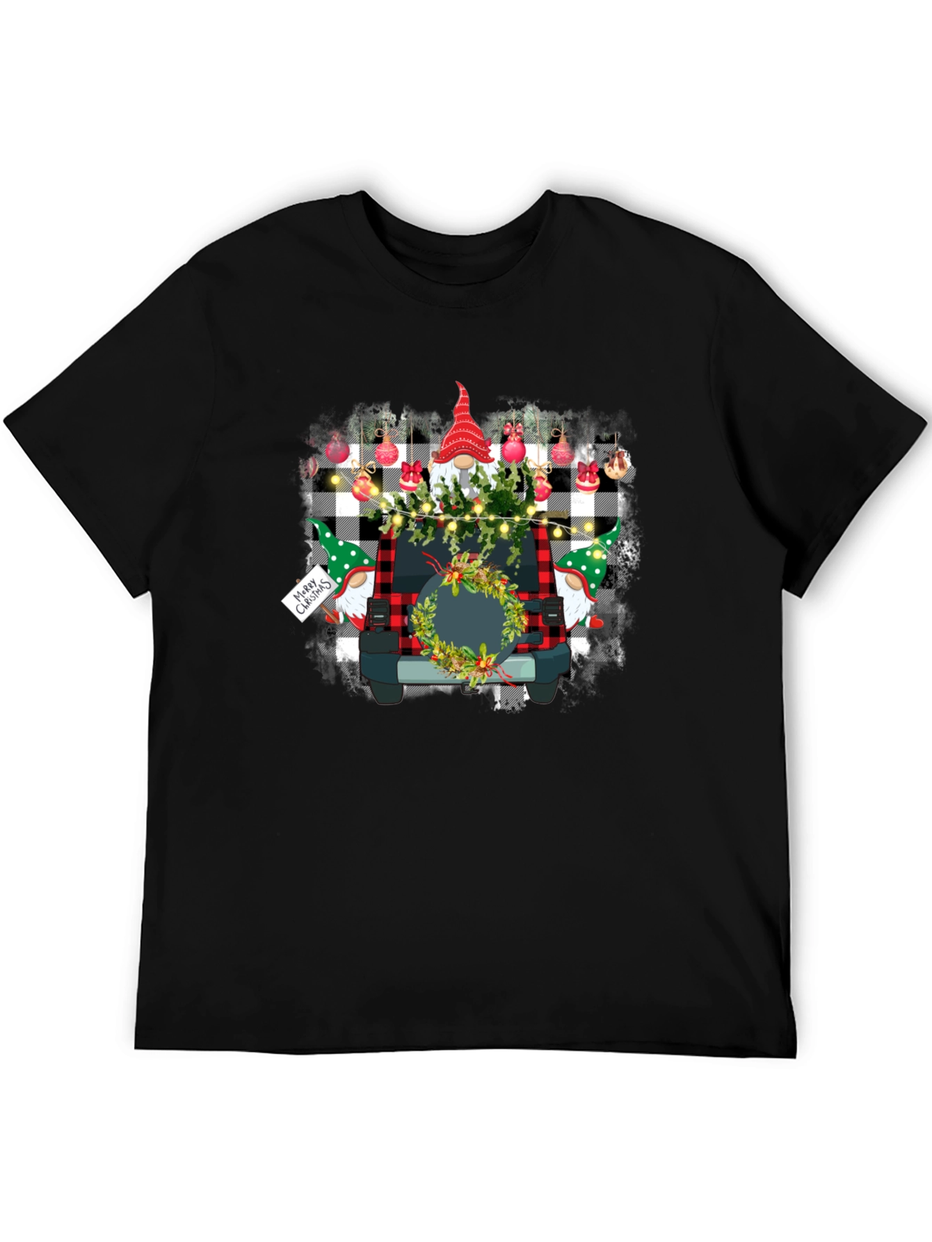 Black Festive Gnome Car Graphic Tee view 5