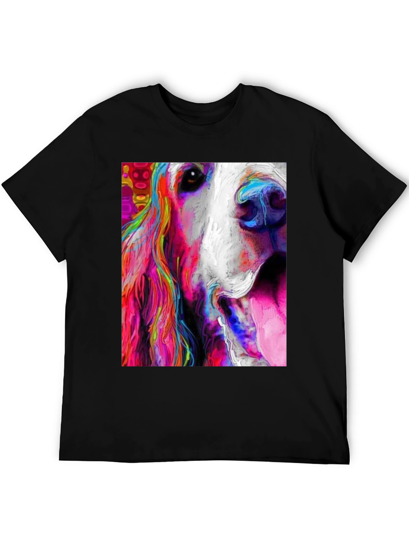 Black Colorful Dog Art Graphic Tee view 5