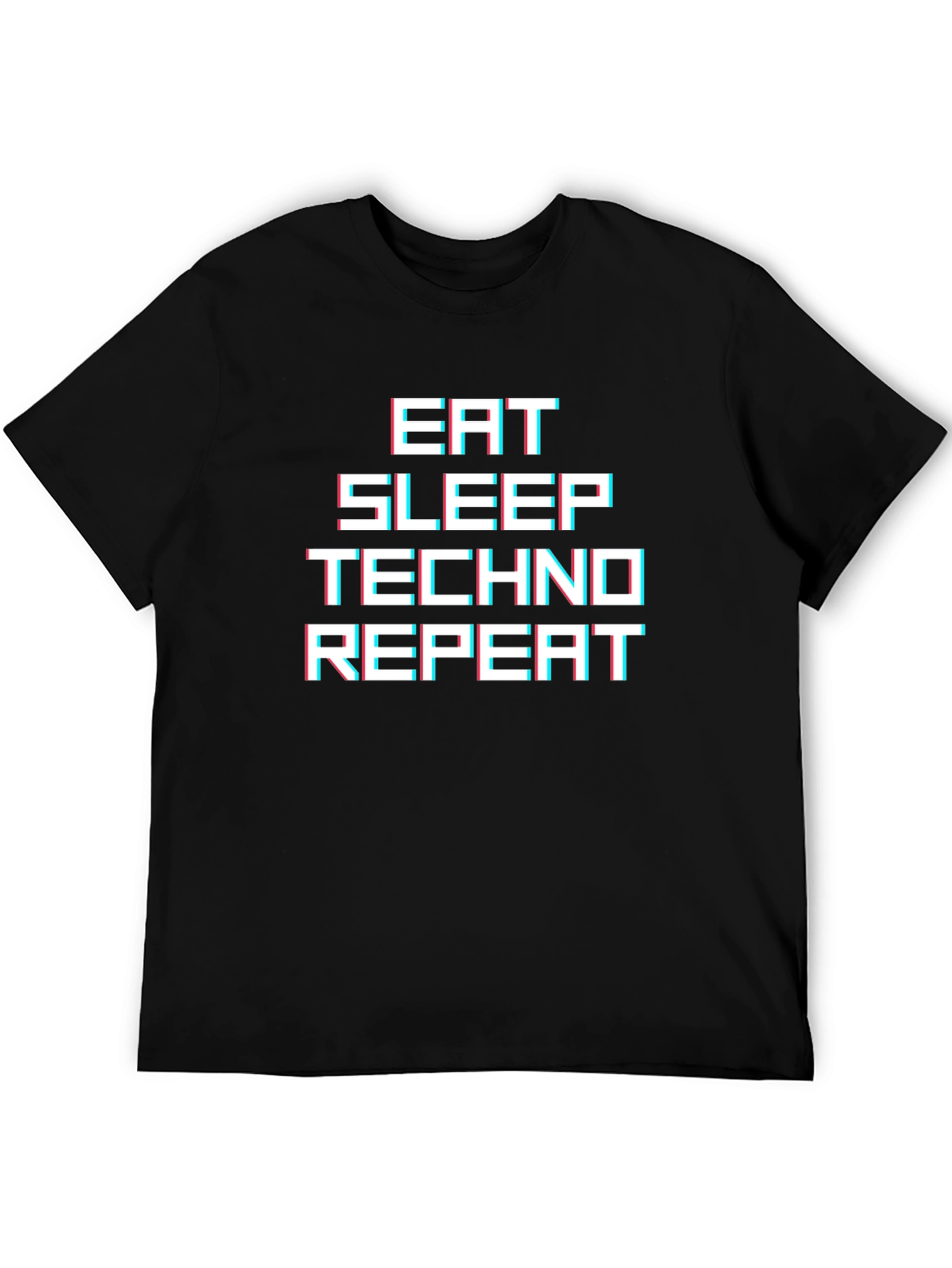 Black Eat Sleep Techno Repeat Graphic Tee view 5