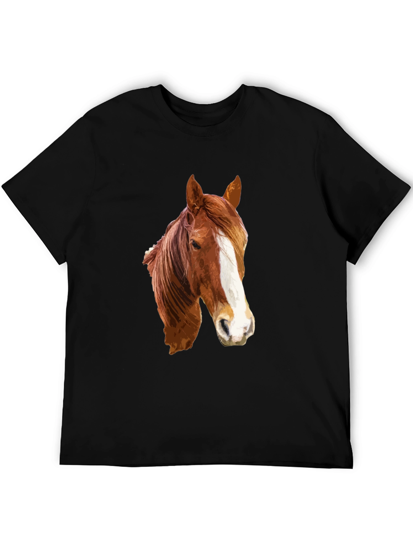 Black Horse Head Graphic T-Shirt - Black Cotton Tee view 5