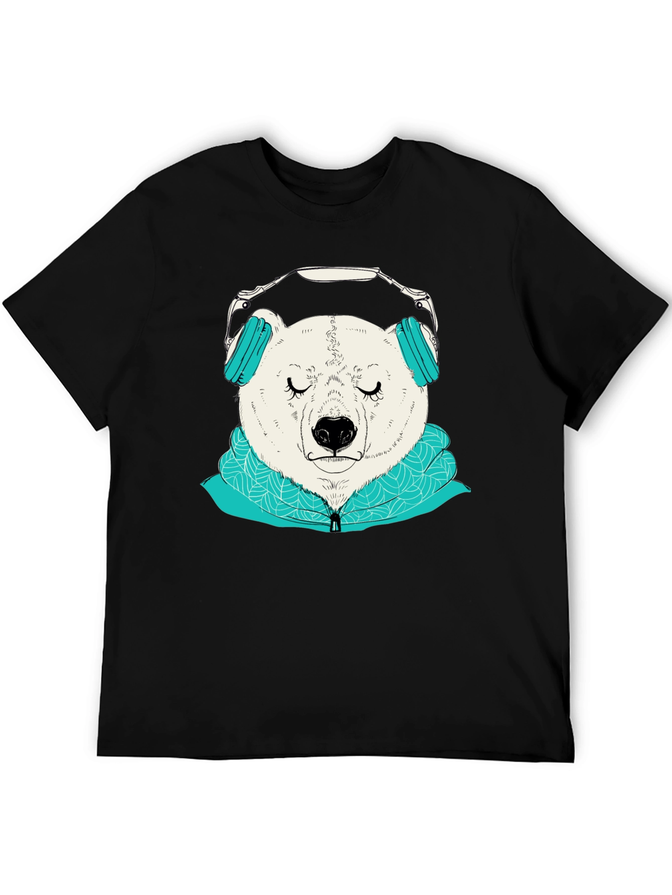 Black Bear with Headphones Graphic Tee view 5