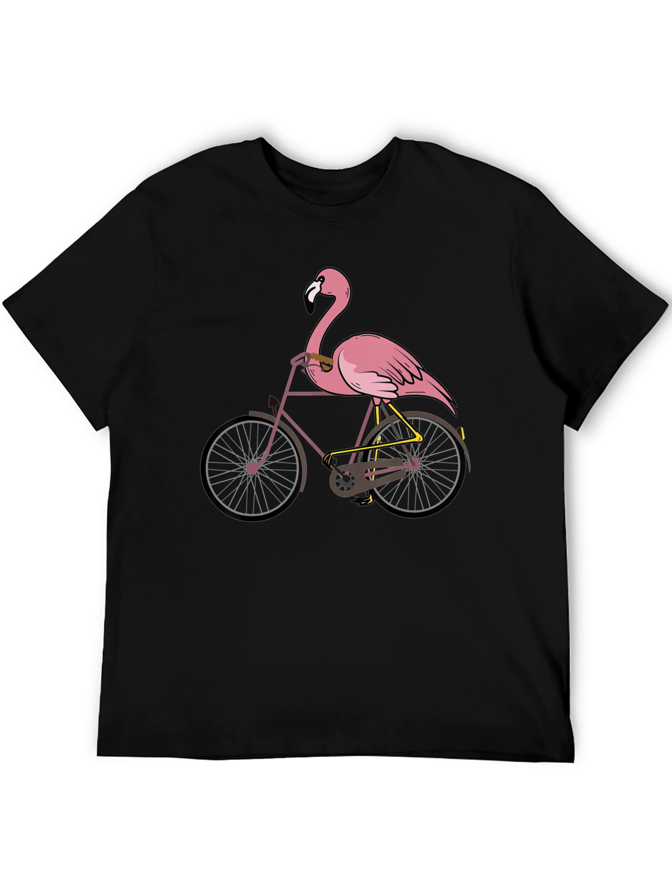 Black Flamingo on Bike Graphic T-Shirt view 5