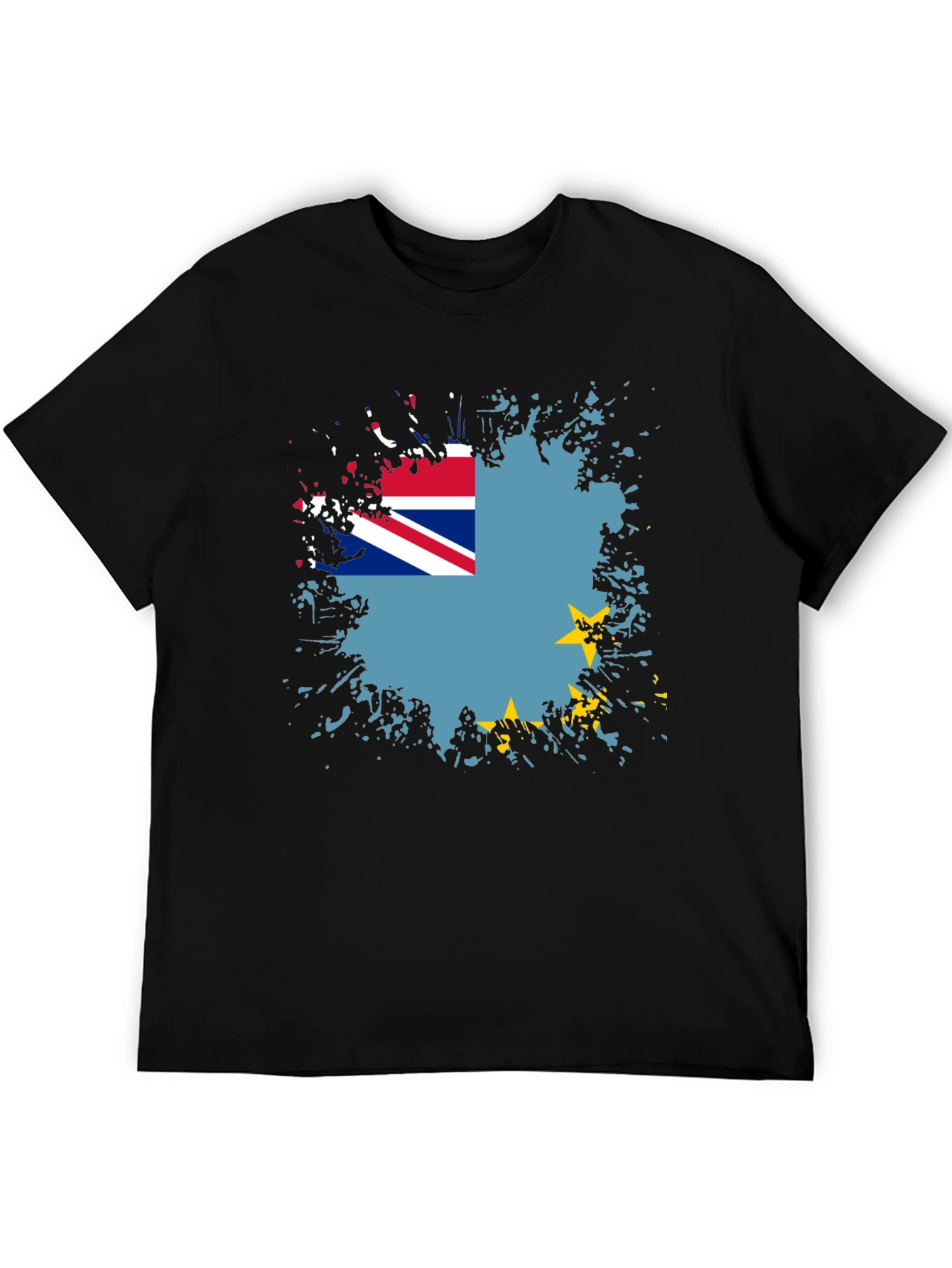 Black Tuvalu Flag Graphic Tee - Black Cotton Blend view 5