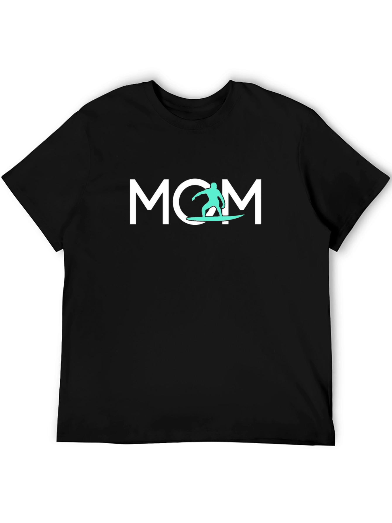 Black Surfing Mom T-Shirt - Cool Graphic Tee view 5