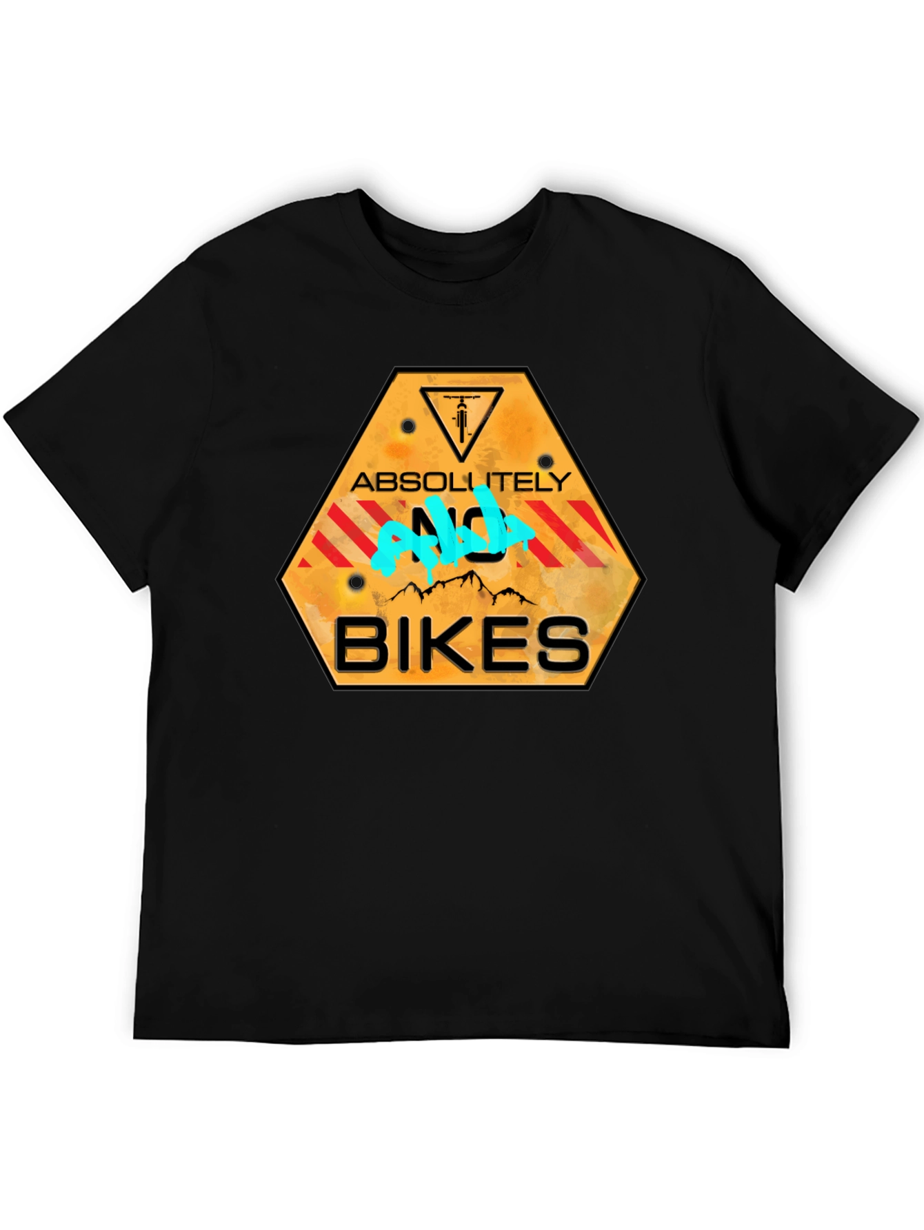 Black Absolutely No Bikes T-Shirt - Novelty Graphic Tee view 5