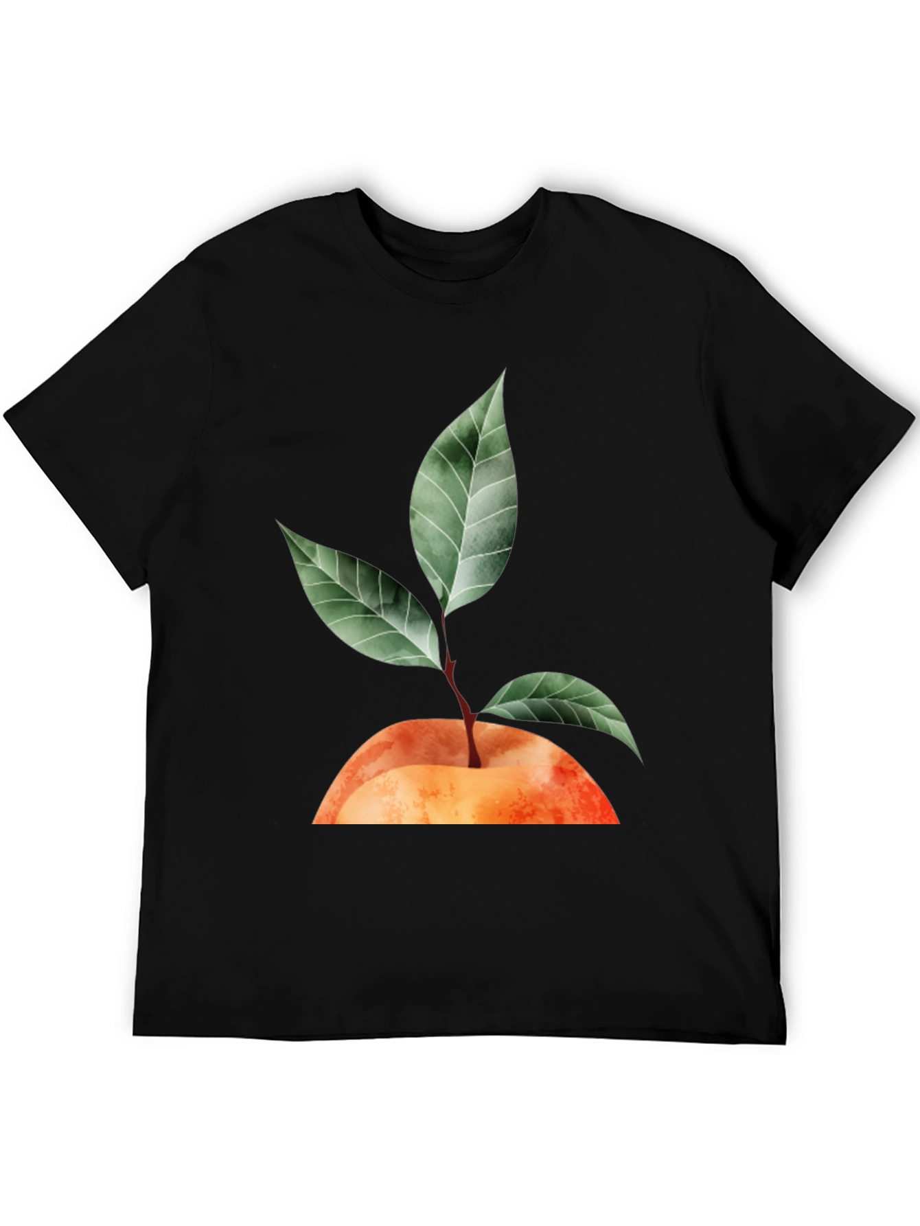 Black Peach Plant Graphic T-Shirt - Unisex Casual Tee view 5